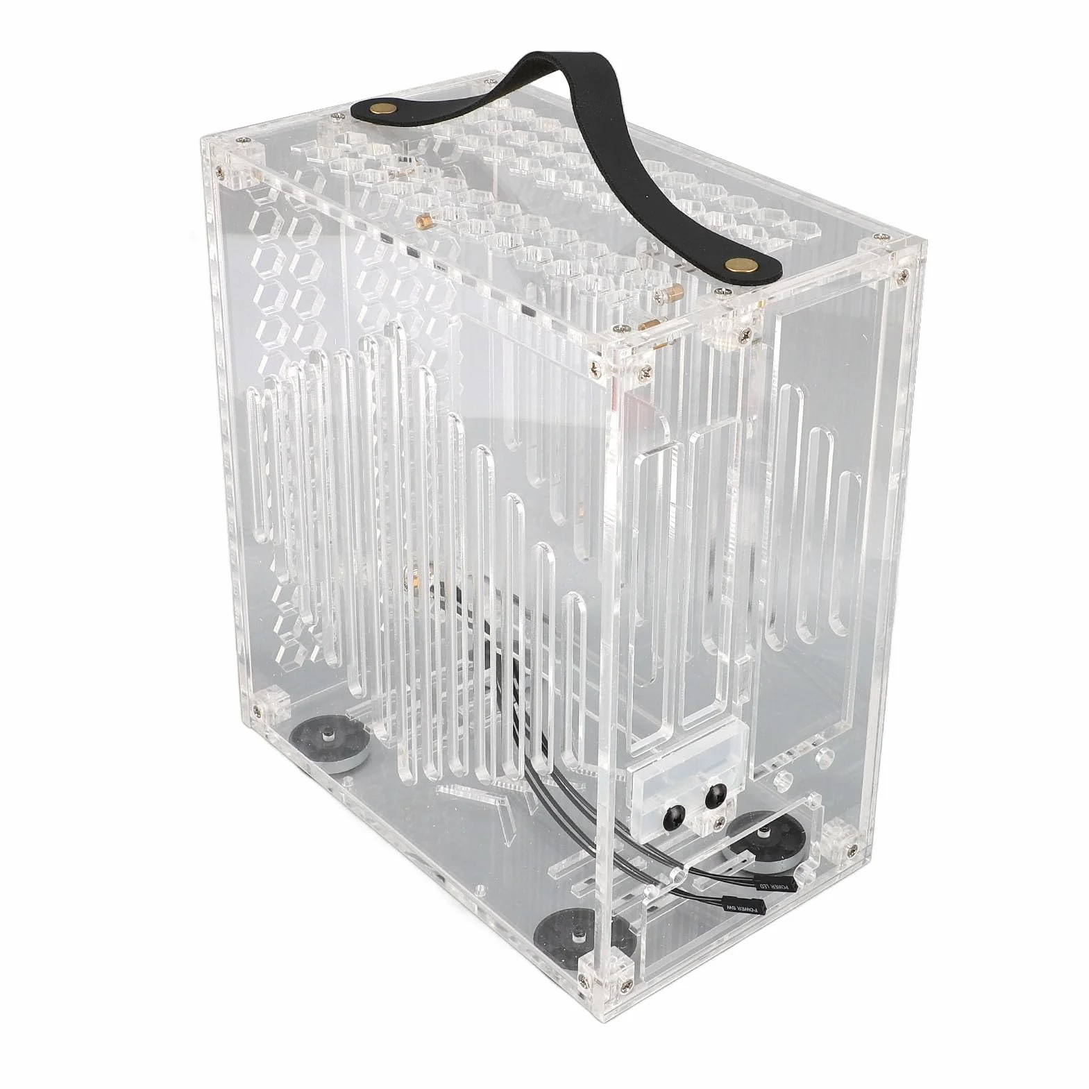 Alomejor Kompaktowa Obudowa Biurkowa Mini ITX z Przezroczystymi Panelami Akrylowymi do Biznesu i Gier 23x20,5x12cm (jasne)