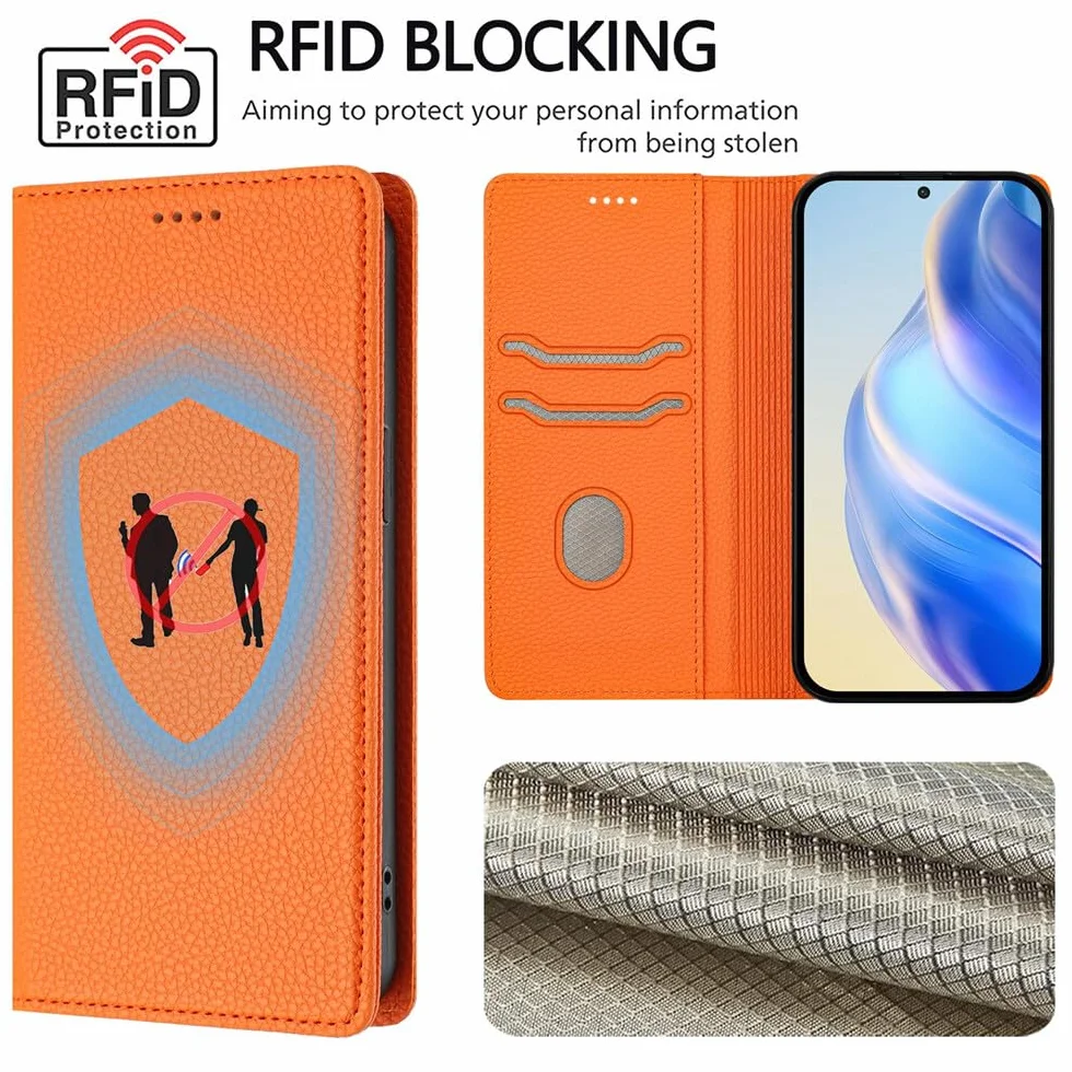 etui kompatybilne z iPhone 17 Pro (kolor: JASNOBIESKI) Ziarna skórzany portfel z klapką magnetyczne etui na tył
