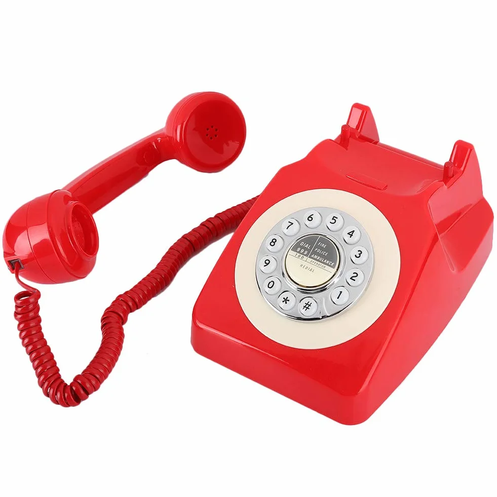 Semme Telefon w Stylu Retro w Stylu Vintage Zabytkowy Telefon Stacjonarny z głośnością Mechaniczny Miedziany Dzwonek Funkcja Ponownego Wybierania Biurkowy ABS do Domowego Biura Wystrój Hotelu