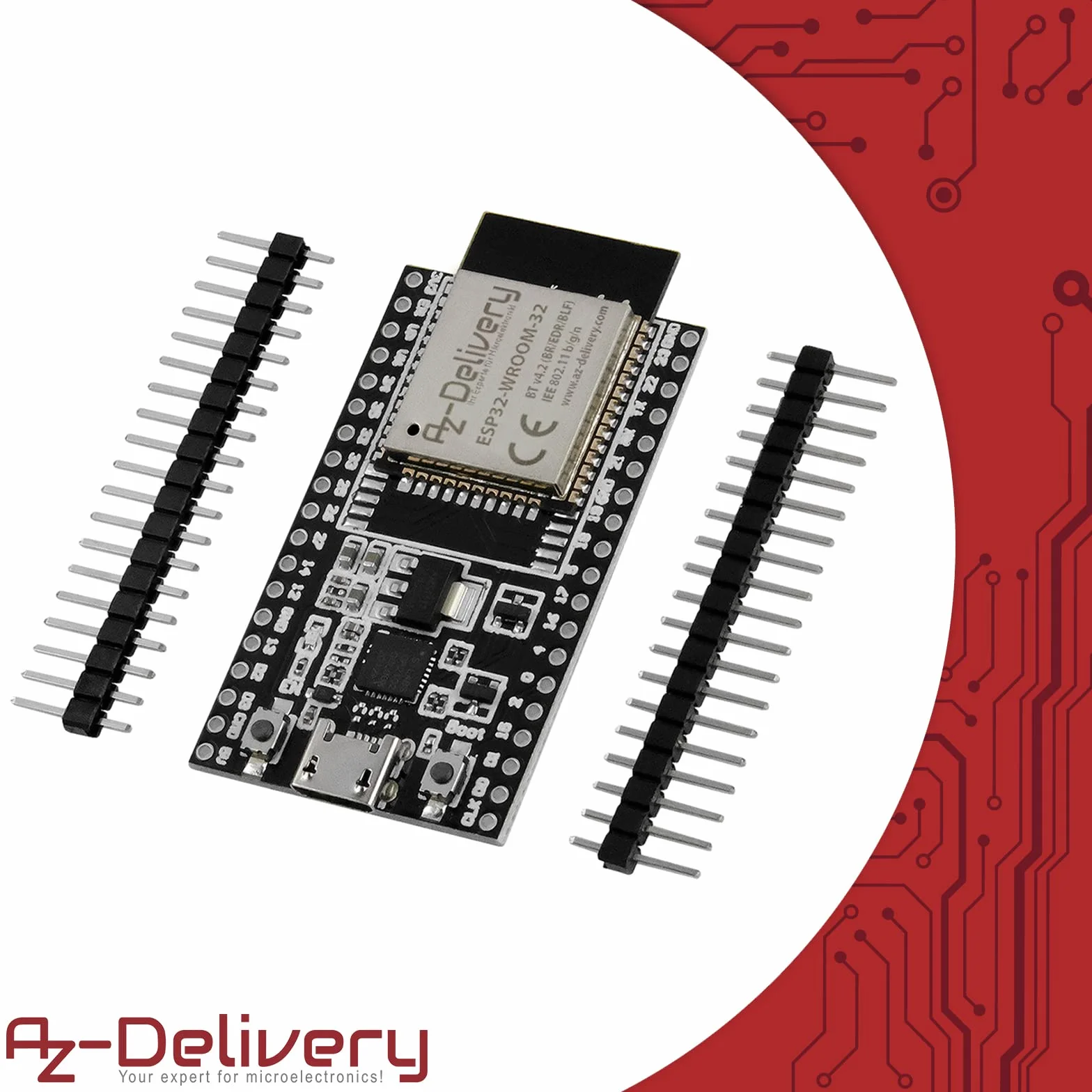 AZDelivery ESP32 Dev Kit C V4 NodeMCU WLAN/WiFi Development Board bez lutowania kompatybilny z Arduino w tym E-Book! (Następca modułu ESP32 Dev Kit C)