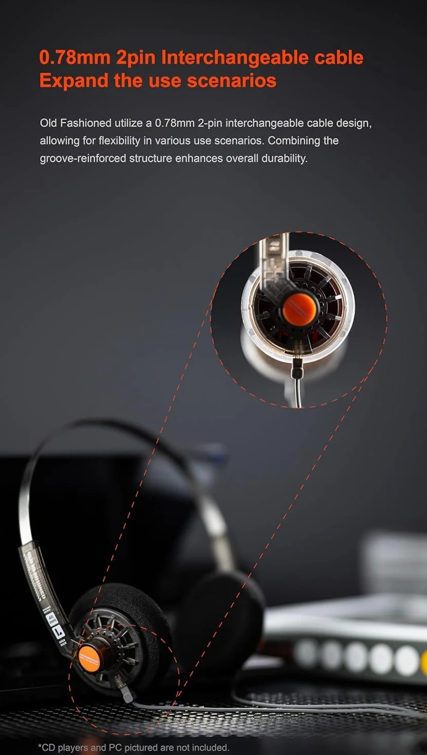 Moondrop Staromodne słuchawki nauszne 40 mm z 2-pinowymi słuchawkami 0,78 mm z otwartym tyłem (gniazdo USB-C)