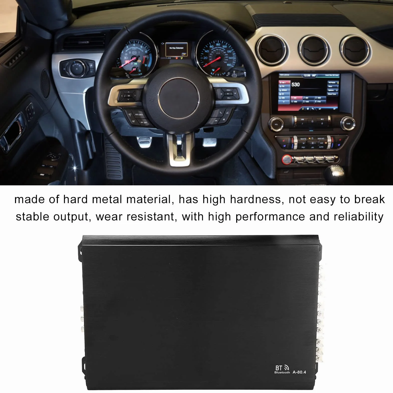 Wzmacniacz Samochodowy 4-kanałowy, Klasa AB, Potężny Wzmacniacz Stereo Audio do Uniwersalnego Nagłośnienia Samochodowego, Metal, 1 Jednostka