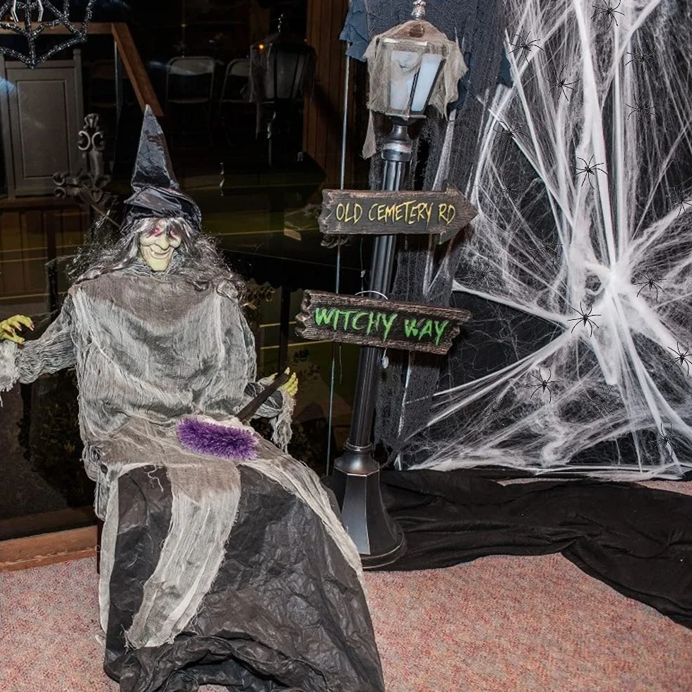 Bluelves 500 g pajęczyny + 25 pająków, dekoracja na Halloween, pajęczyna, dekoracja na Halloween, imprezę, horror, dekoracja na zewnątrz, na imprezę, do ogrodu
