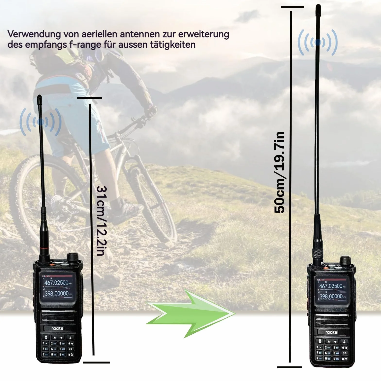 Radtel Antena lotnicza 108-136 MHz, 14,96 cala, Walkie Talkie SMA, żeńska antena powietrzna, kompatybilna z Baofeng 5RM radtel RT-890 RT-470X A36 Plus Quansheng UV-K5 K6 TD-H8 i innymi