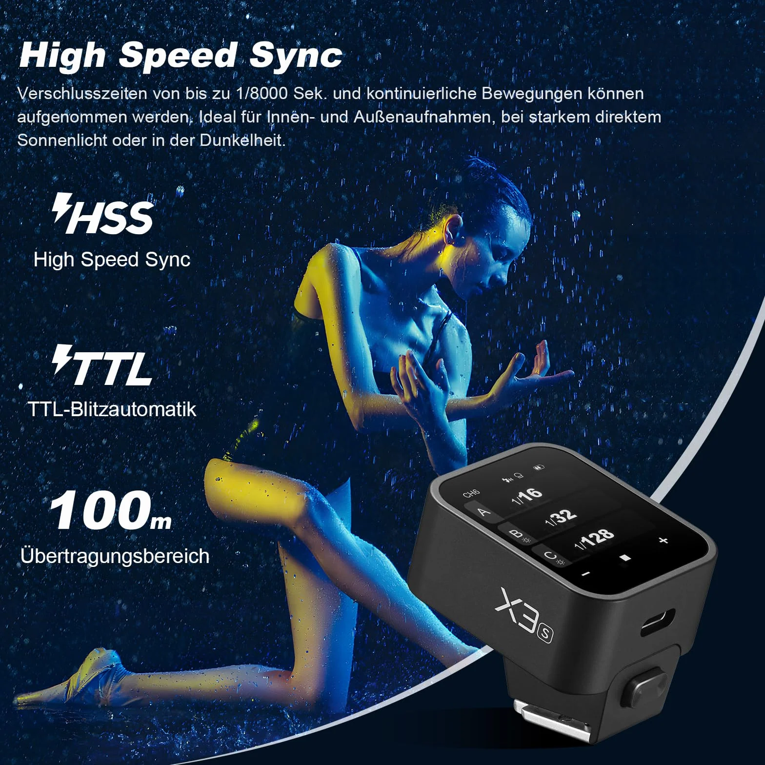 Godox X3-S TTL Trigger Flash Wireless Duży ekran dotykowy OLED Tryb bezprzewodowy X 2,4 GHz wbudowany port USB 32 kanały 16 grup kompatybilnych z aparatem Sony