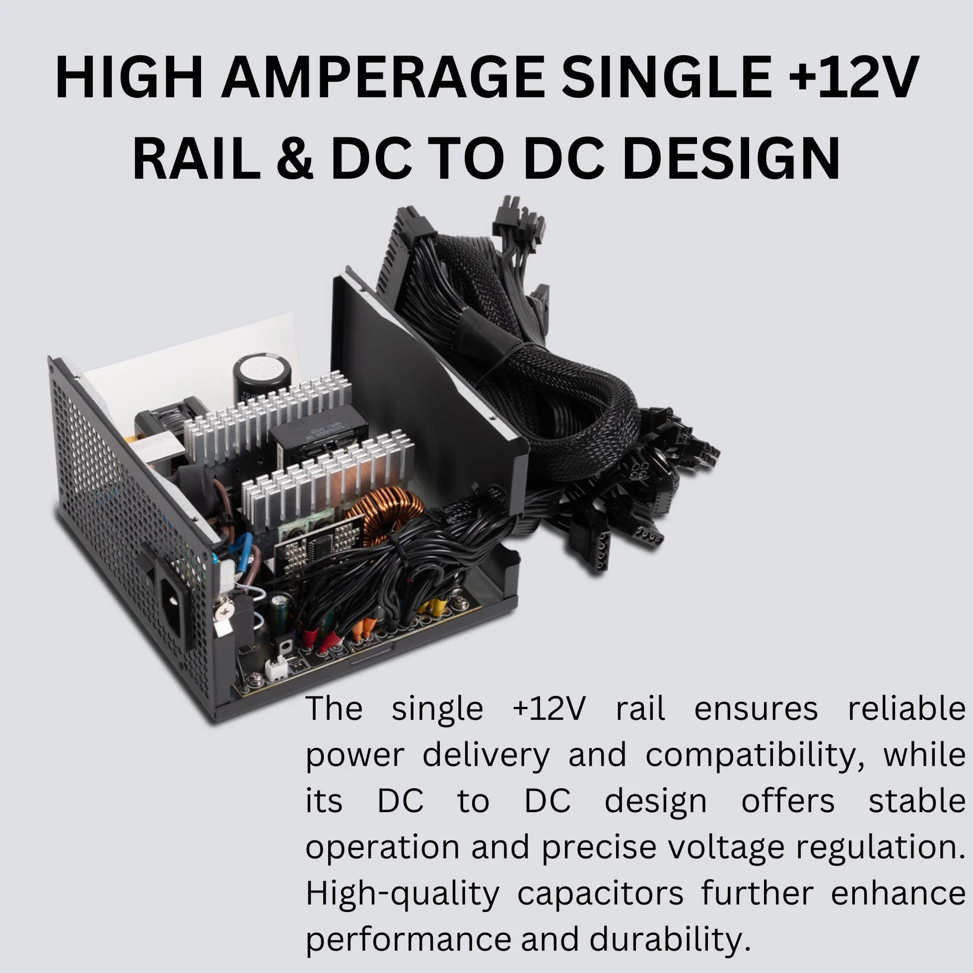 GAMDIAS ATX 3.1 & PCIe 5.1 850 W PSU Bronze, zasilacz gamingowy 850 W, ATX Gold 80+ Bronze 12 V zasilacz do komputera i aktywnego PFC