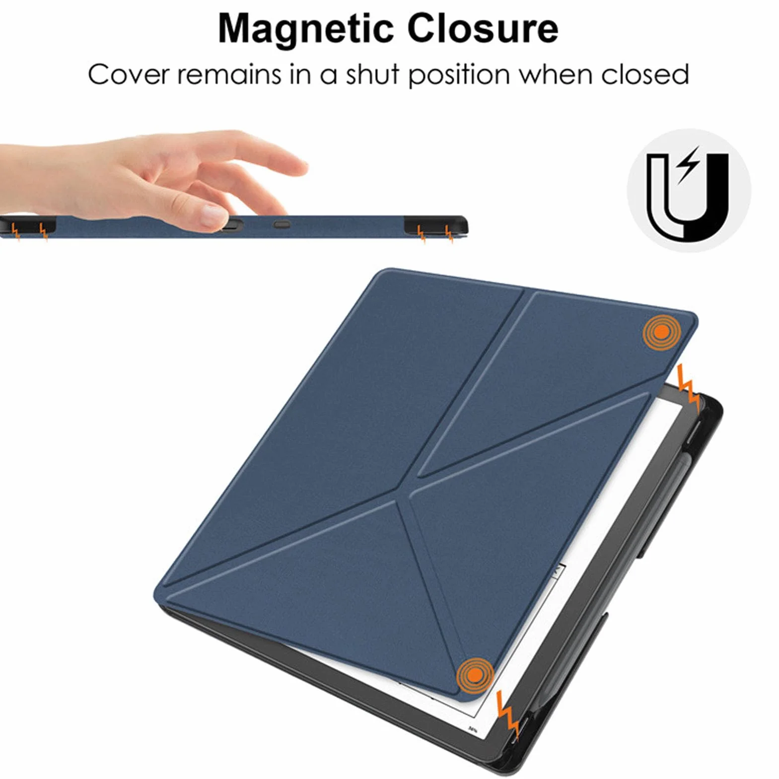 Etui na Kindle Scribe 2022 2024, Składane Etui Slim PU Shell 10,2 Cala z Automatycznym Uśpieniem i Gniazdem na Długopis (ciemny niebieski)