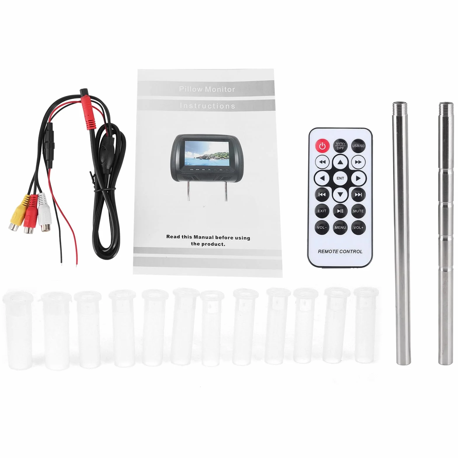 Tbest Oparcie Siedzenia Samochodowego Odtwarzacz Multimedialny MP5 Monitor 7-calowy Wyświetlacz LCD w Zagłówku Obsługuje Wzmacniacz USB do Rozrywki z Tyłu