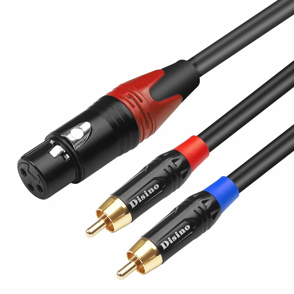 Żeński kabel krosowy XLR na podwójny rozdzielacz RCA Y, niezrównoważony XLR żeński do 2 wtyczek RCA/Phono Stereo Audio Interkonekt Duplikator przewód - 10 stóp/3 metry