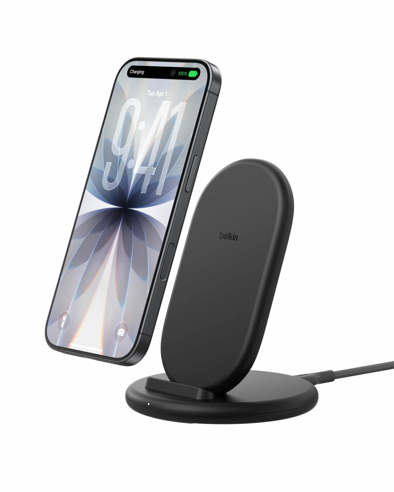 Belkin BoostCharge Bezprzewodowa Ładowarka Indukcyjna, Podstawka Ładująca Zgodna z Etui, Ładowarka Indukcyjna do Apple iPhone, Samsung Galaxy i Google Pixel, z Kablem 1,5 m – Czarna