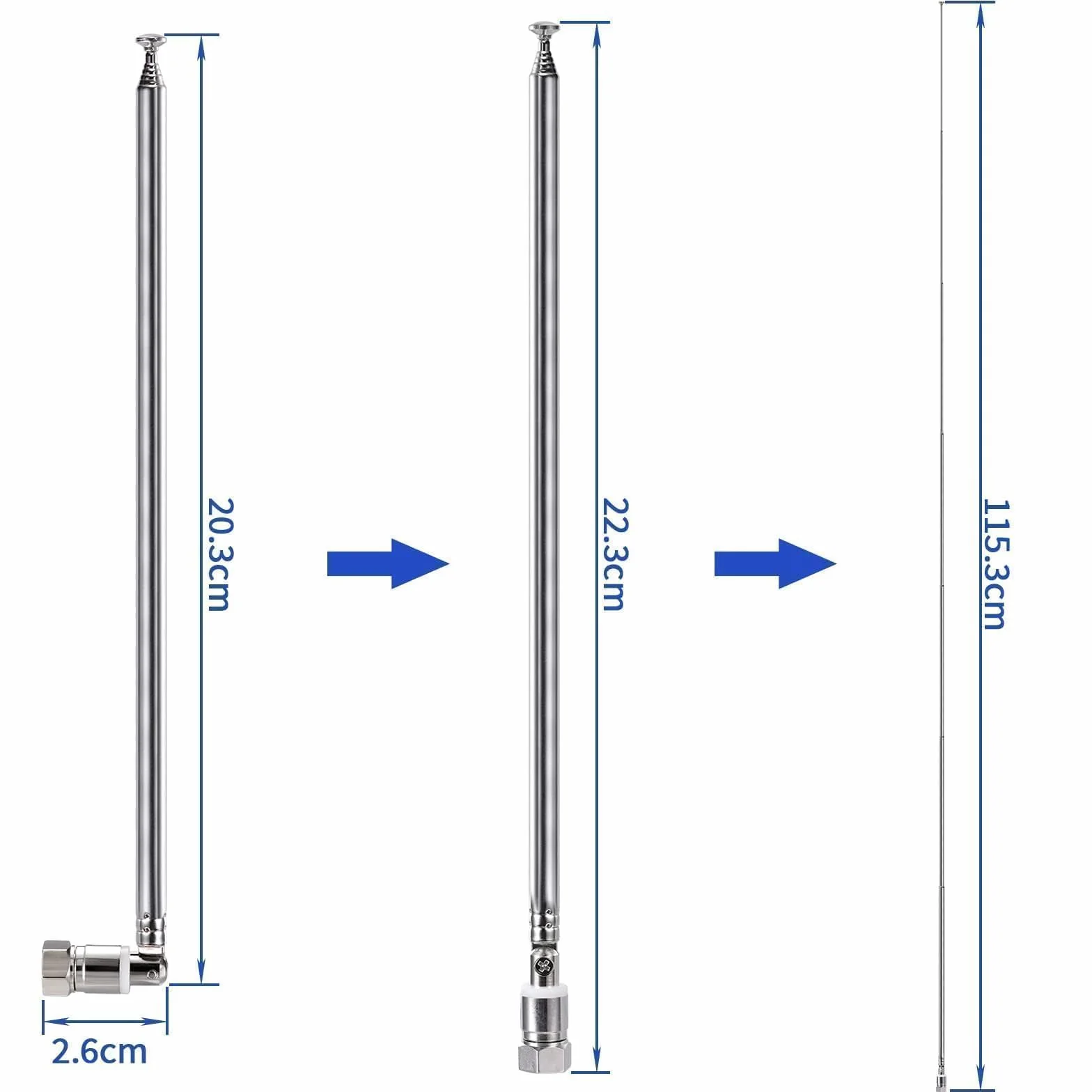 Bingfu DAB FM UKW antena radiowa 75 Ohm Unbal antena teleskopowa antena pokojowa kompatybilna z Yamaha Denon Pioneer Marantz Bose Wave system muzyczny odbiornik stereo wewnętrzny odbiornik