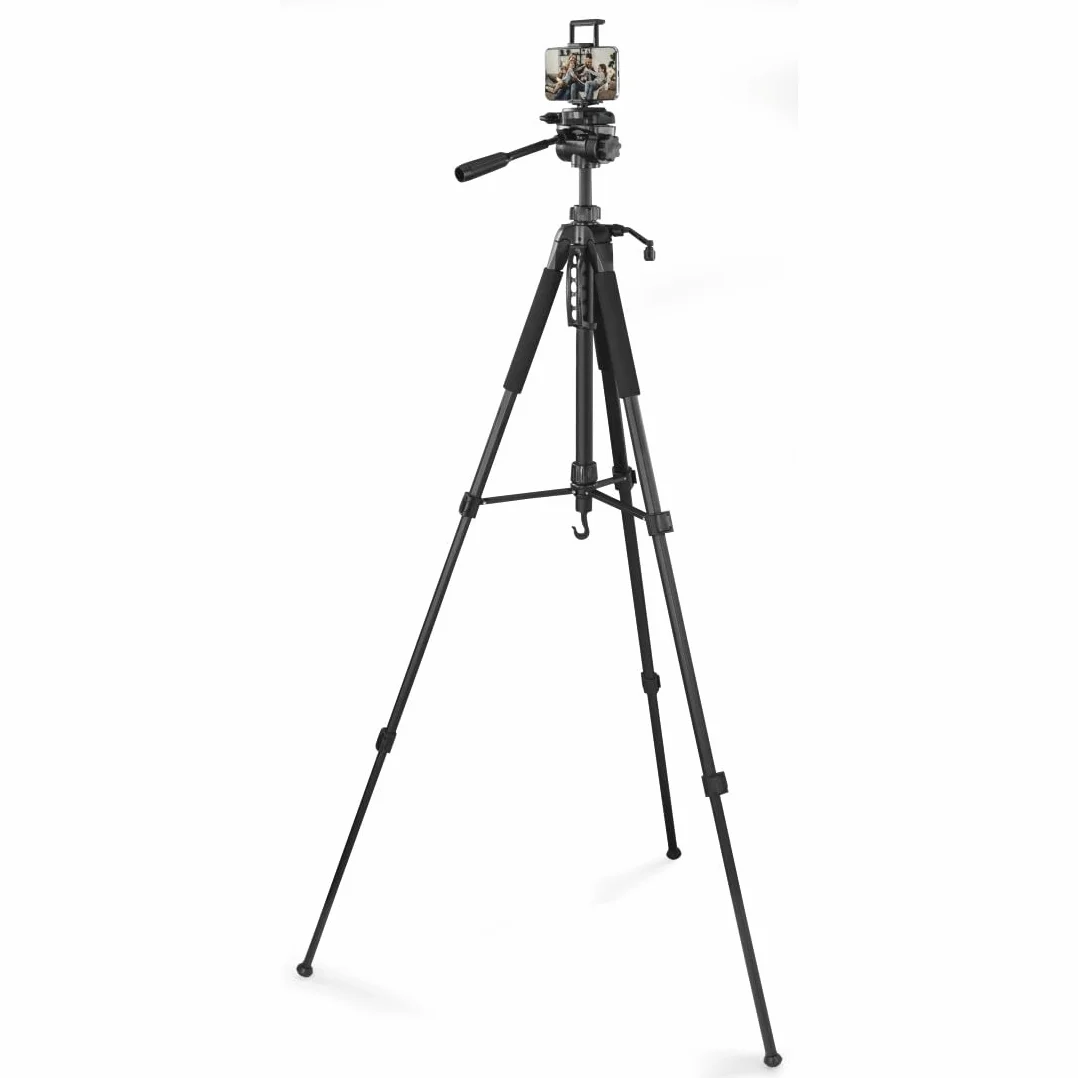 Hama Action 170 Statyw do aparatu 3D o wysokości 62-170 cm, statyw fotograficzny z uchwytem na telefon komórkowy i uchwytem na tablet, statyw z głowicą 3-kierunkową, statyw do lustrzanki z torbą