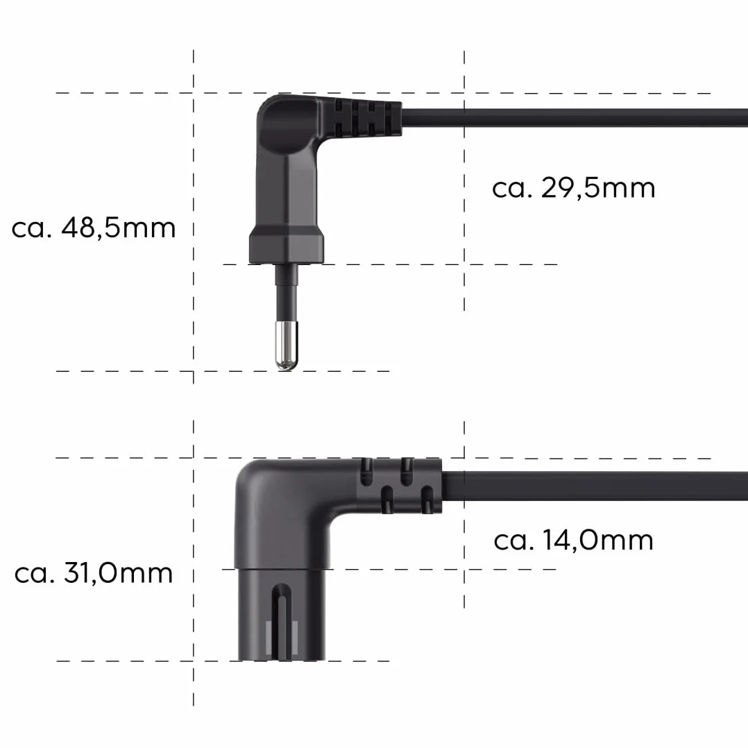HAMA | Uniwersalny przewód zasilający (2-biegunowy kabel zasilający, wtyczka europejska z 2-stykowym złączem, kabel 1,5m, 230 V) Kolor Czarny.