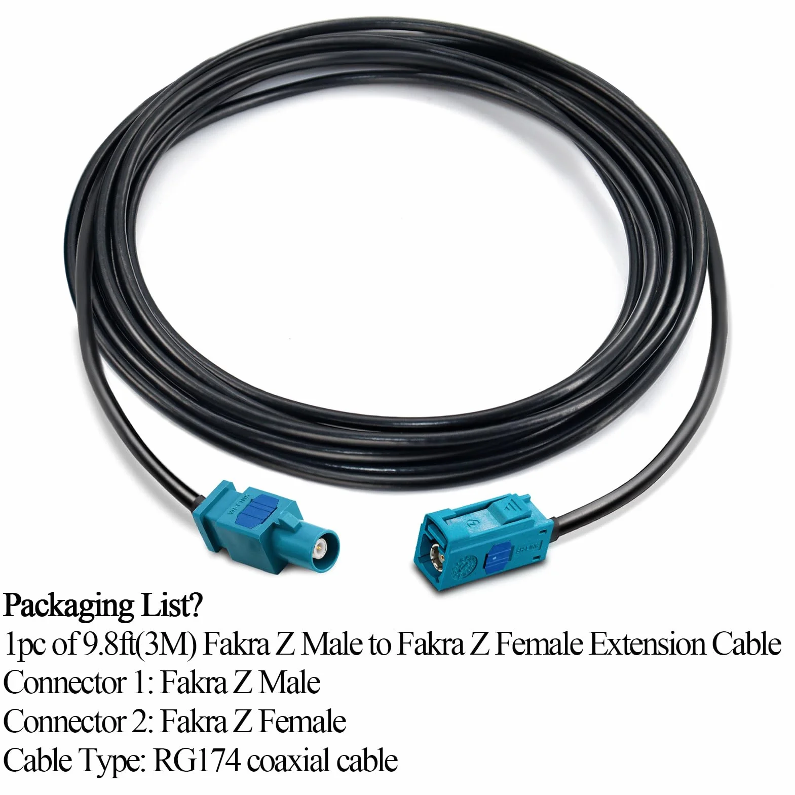TUOLNK RG174 Fakra Z Kabel Fakra Z Weiblich zu Weiblich RF Koaxialkabel für Auto GPS Navigation GPS Antenne Verlängerungskabel DAB Digital FM AM Radio Sirius XM Satelliten Radio 9.8ft(3M)