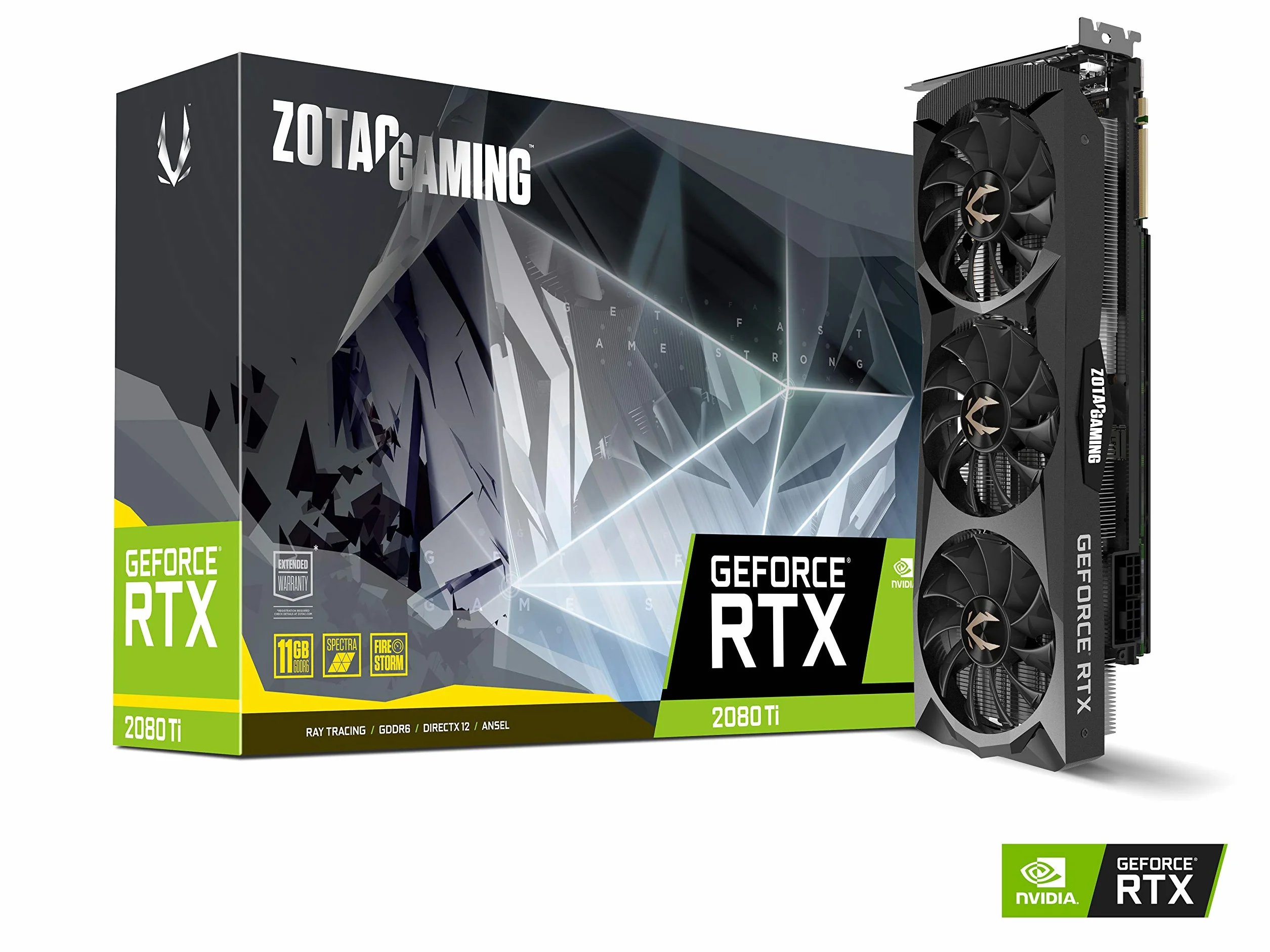 ZOTAC GAMING GeForce RTX 2080 Ti potrójny wentylator 11 GB GDDR6 352-bit SPECTRA RGB LED metalowa karta graficzna z tyłu - ZT-T20810F-10P