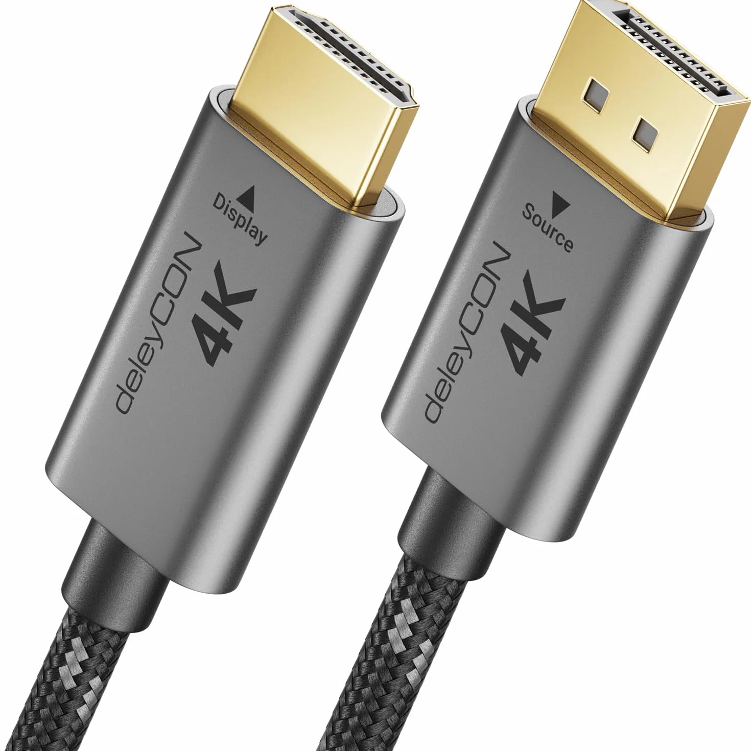 deleyCON 2m DisplayPort na HDMI Kabel 4K@60Hz Unidirectional Aluminiowe Wtyki Nylonowy