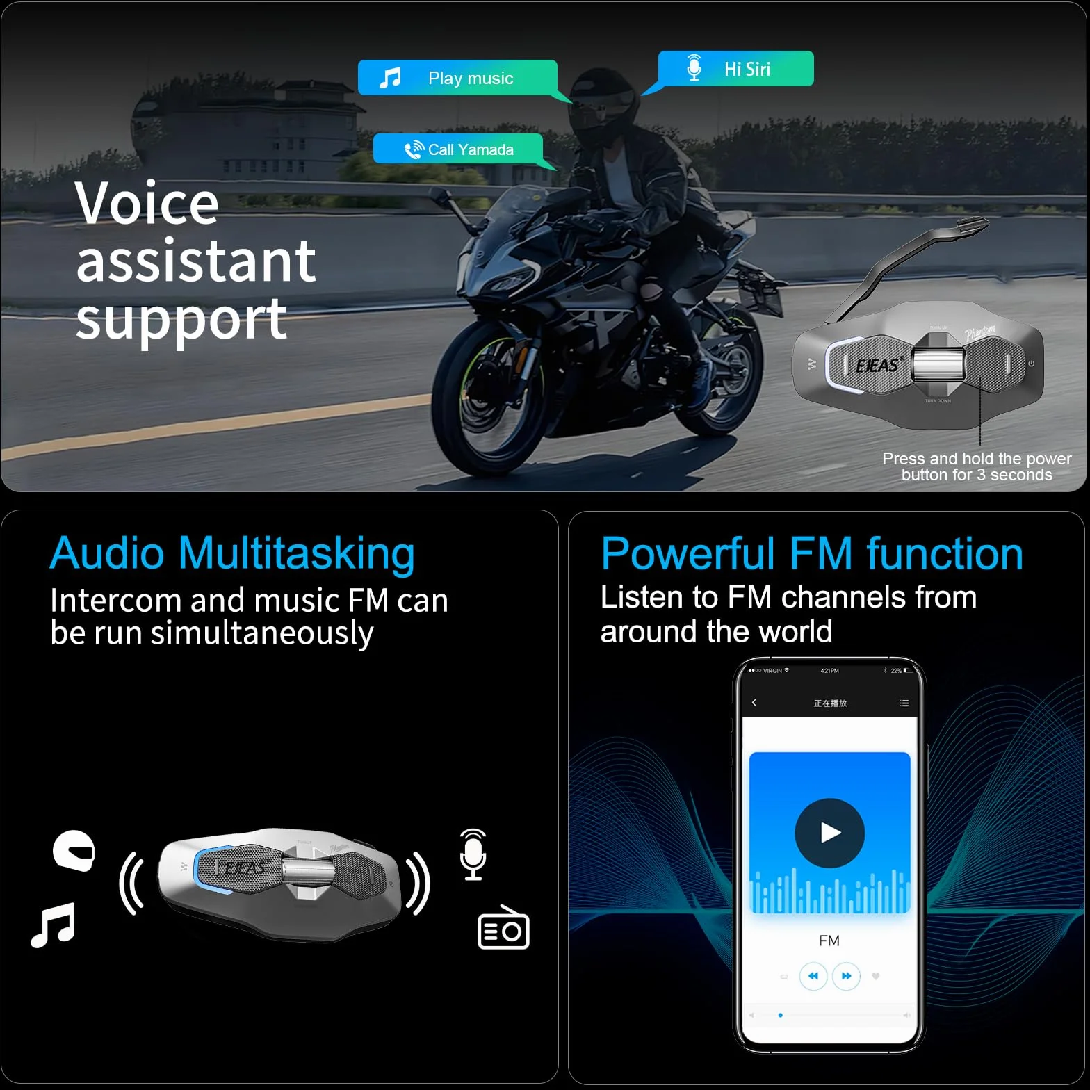X10 kask motocyklowy zestaw słuchawkowy Bluetooth, 10 Riders Mesh 4.0, interkom motocyklowy, systemy komunikacji z udostępnianiem muzyki, podwójna redukcja szumów, asystent głosowy, IP67