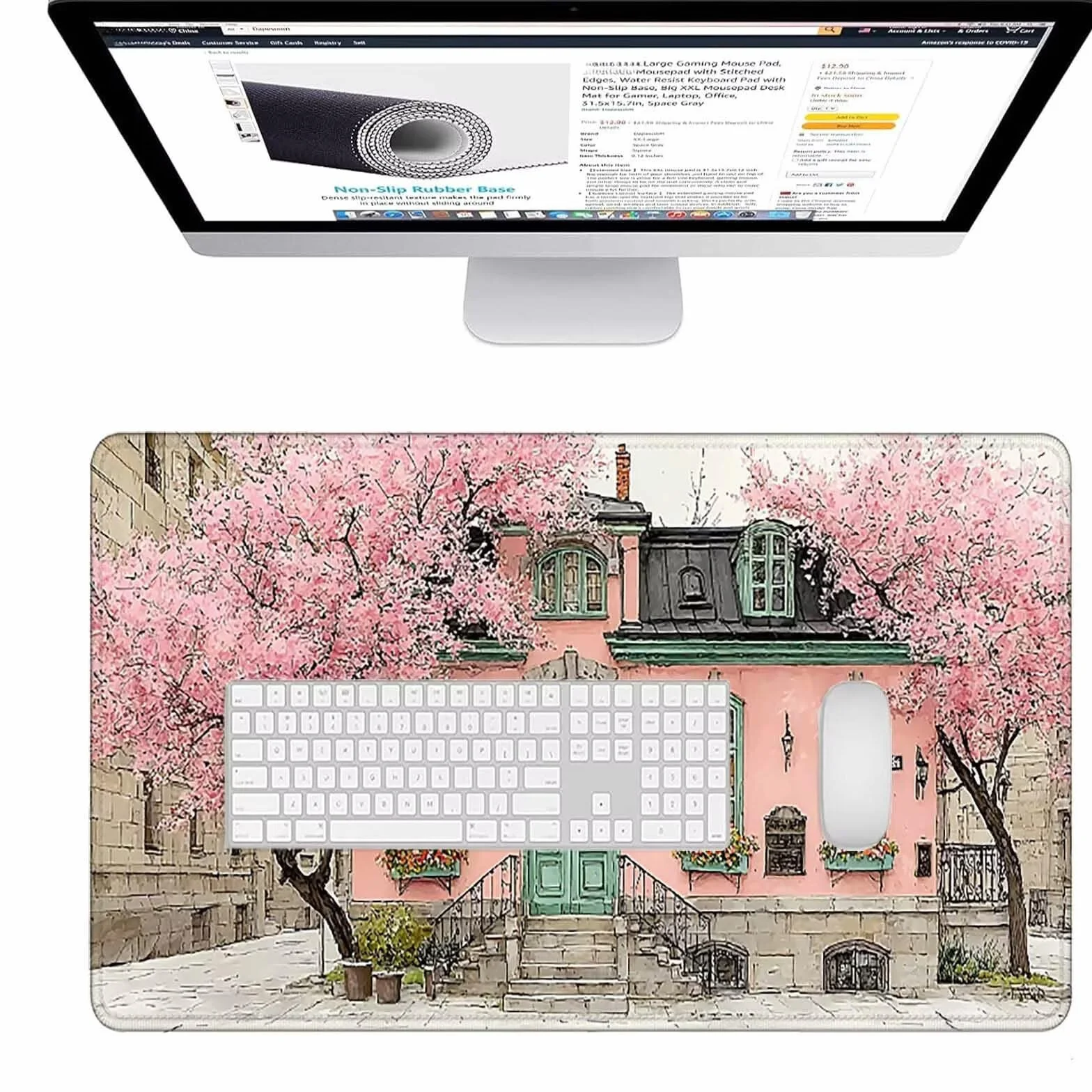 Gamingowa podkładka pod mysz, różowa podkładka pod mysz, XXL, 1600 x 800 x 3 mm, XXL, podkładka pod mysz, akcesoria dla graczy, podkładka na biurko, szyte krawędzie, wodoodporna i trwała, do dekoracji