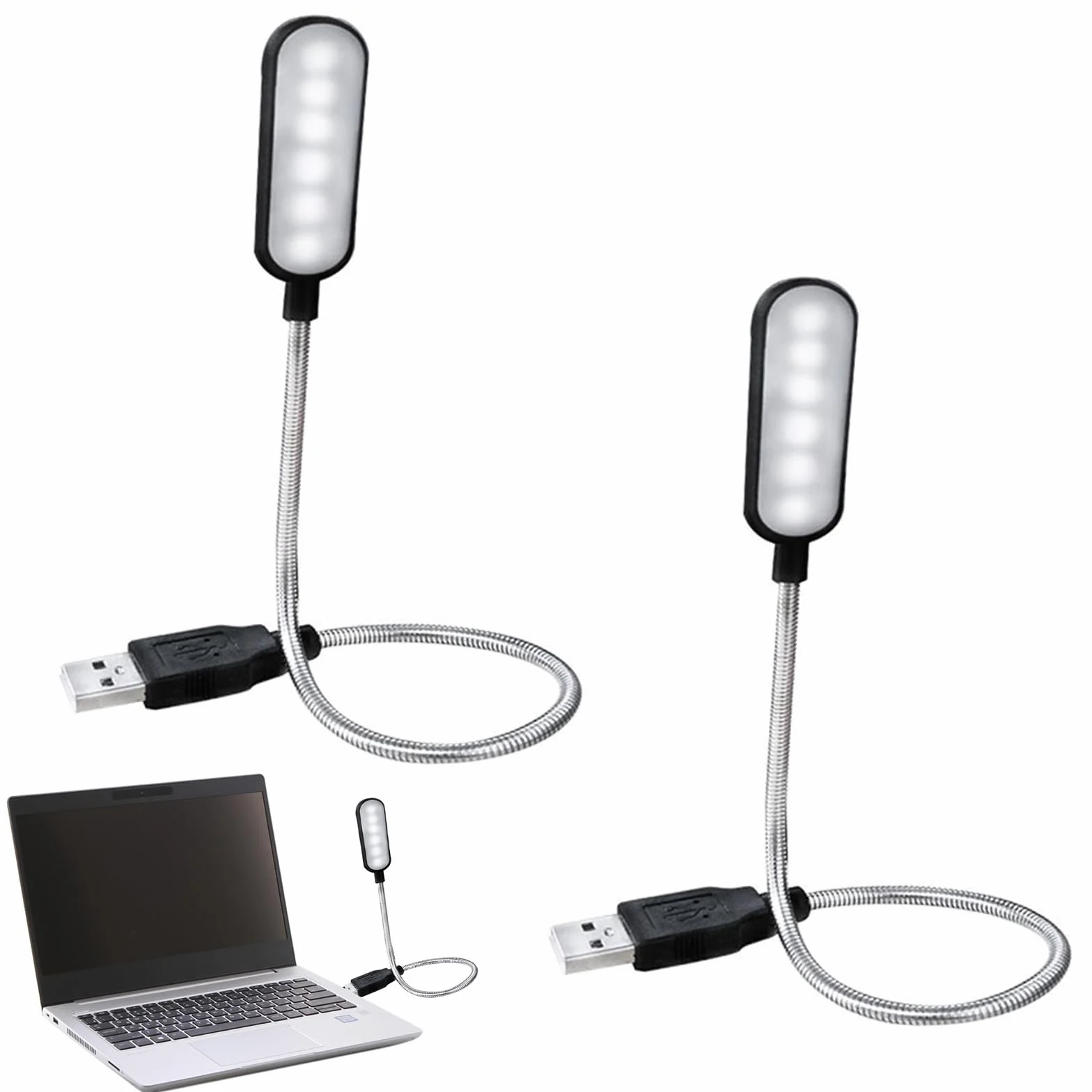 Cerioll Elastyczna lampa LED USB, 2 szt. Lampa LED USB do klawiatury komputerowej, lampka do czytania, elastyczna szyjka gęsi, do klawiatury laptopa