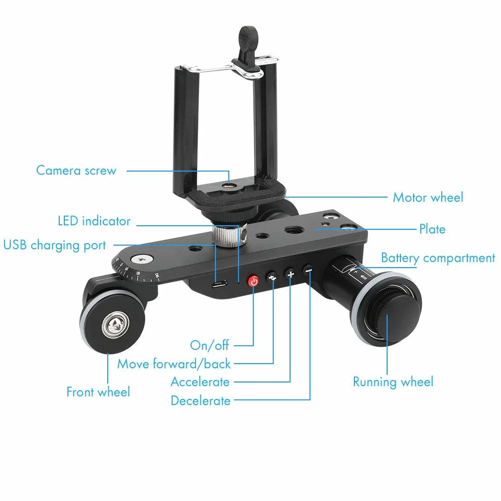 Kamera Wideo Auto Dolly, PPL-06S Pro 90 Stopni Obrotowe Strzelanie Zmotoryzowany Suwak Szynowy Dolly Car z Pilotem, Regulacja Prędkości 5, do Lustrzanek Cyfrowych, Smartfonów