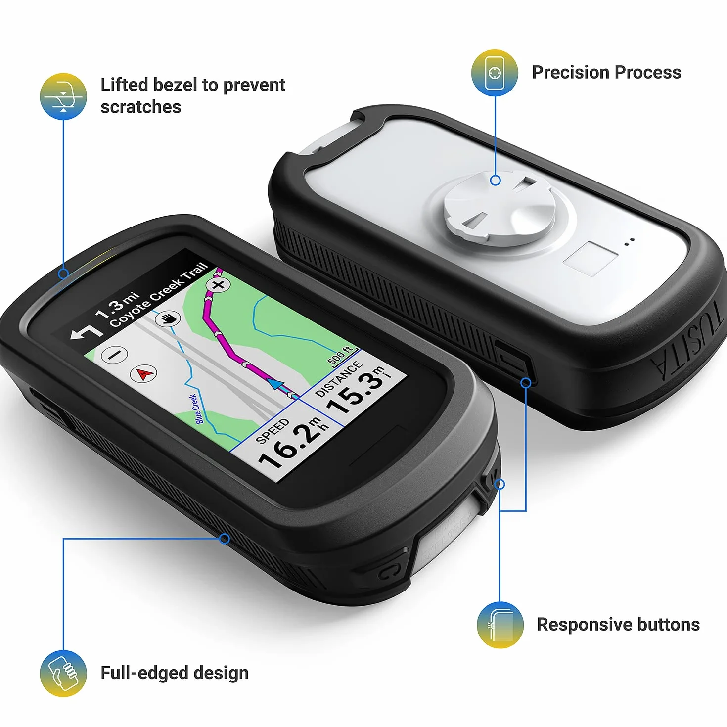 TUSITA Etui Silikon Kompatybilny z Garmin Edge Explore 2 (Nie dla Edge Explore) - Pokrowiec Silikonowy Ochronne - Akcesoria do Komputera Rowerowego GPS