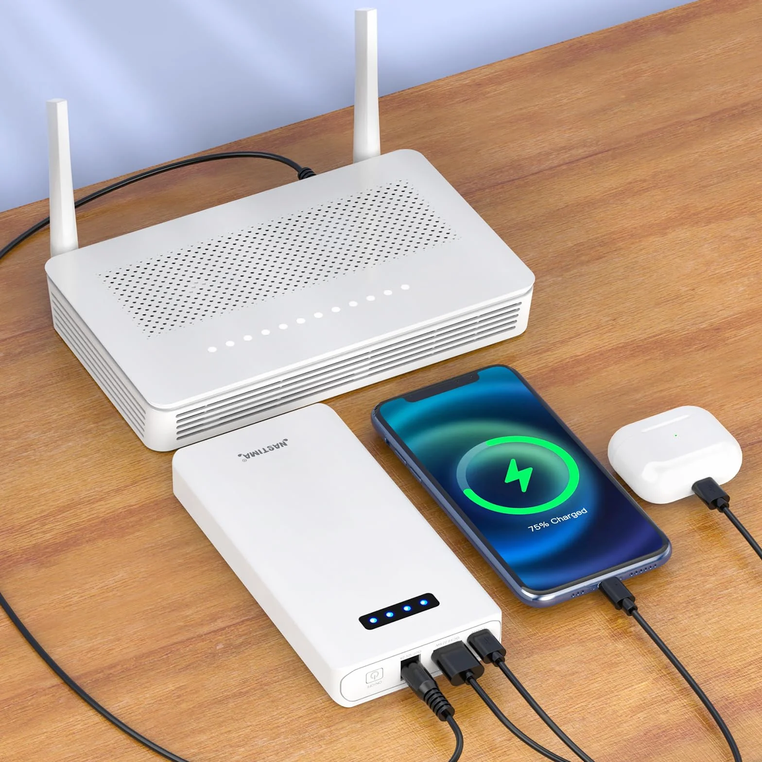 NASTIMA Power Bank 12 V 5200 mAh 56,16 Wh akumulator litowo-jonowy z wyjściem 12 V DC i 12 V 5 V USB-A QC3,0 45 W typu C potrójne wyjście do taśm LED, kamer CCTV, kamer, lornetek