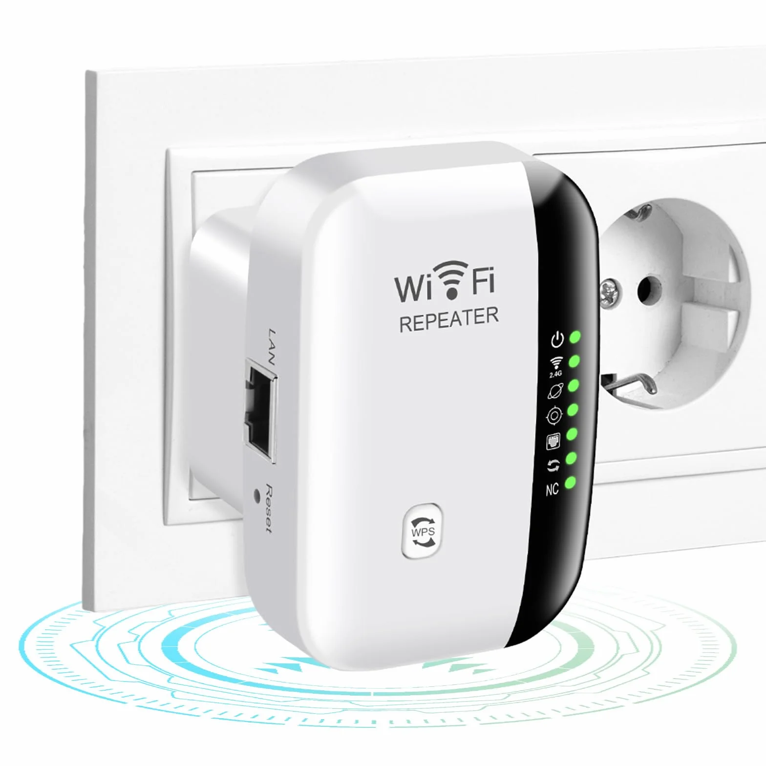 Flintronic Wzmacniacz WiFi 300 Mbit/s 2,4 GHz, wzmacniacz WiFi Long Range z trybem repeater/AP, wzmacniacz Wi-Fi z portem Ethernet do wszystkich urządzeń