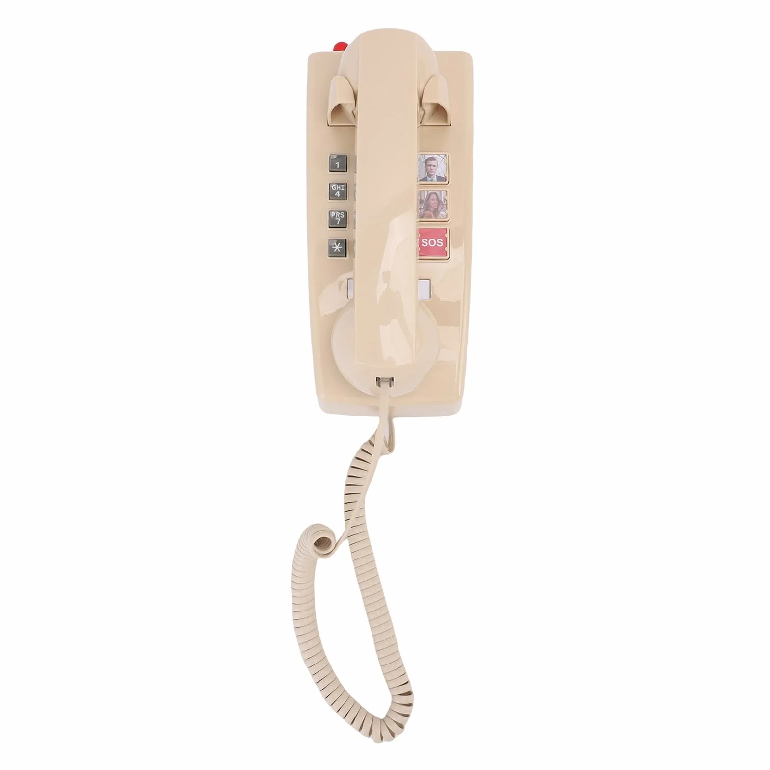 Telefon do ściany Retro z regulowaną objętością, łatwy w Użyciu Telefonu Telefonu Stacjonarnego, 3-poziomowy Wolumen One-Touch SOS, do Domu, Biurka, Szkoły, Biura