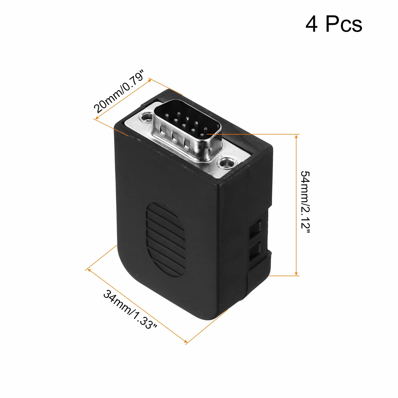 QUARKZMAN D-sub DB9 Breakout Board Connector z obudową, 9 pinów, 2 porty Row Male Port, bezlutowny blok zacisków, adapter w opakowaniu 4 szt