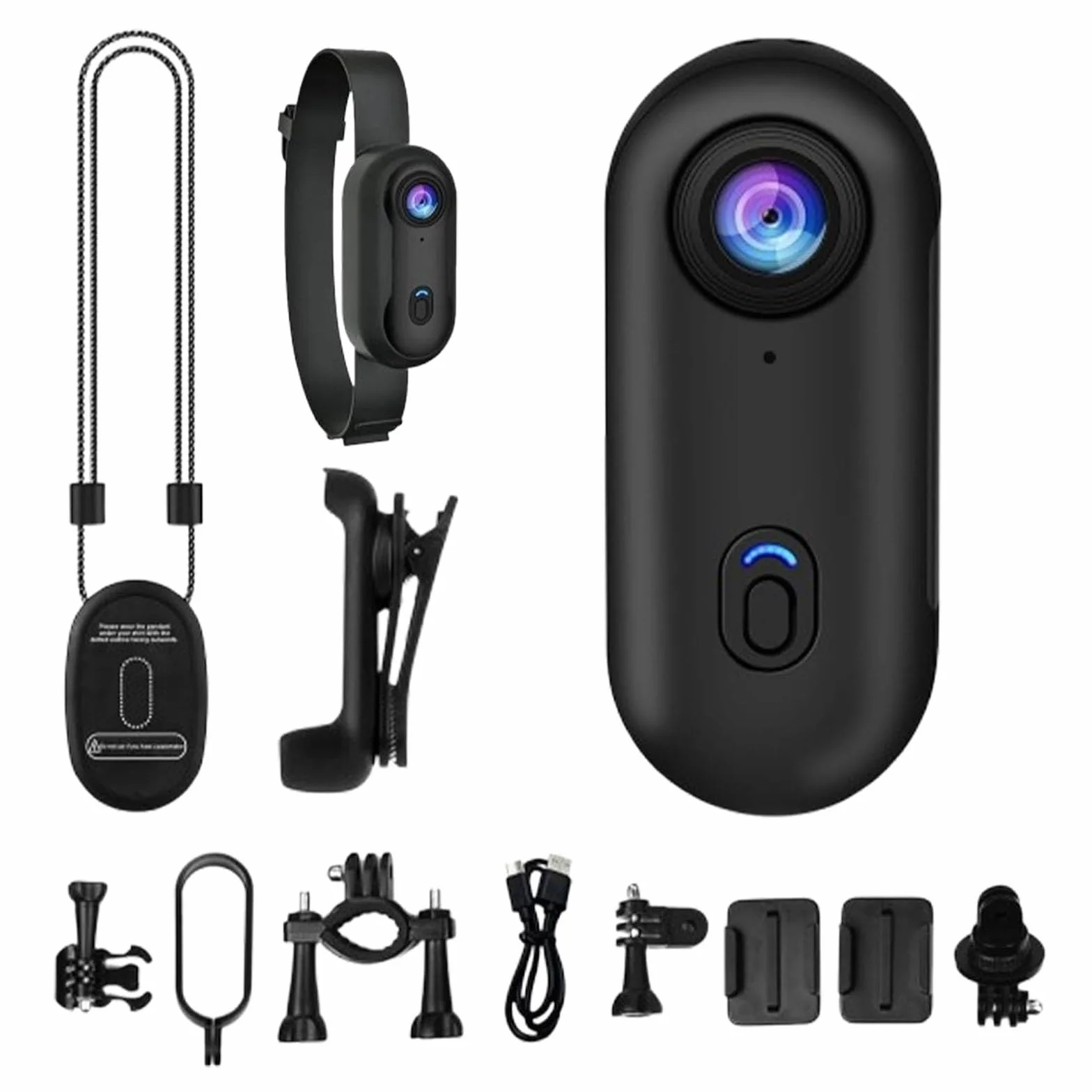 Moovora Smart Dashcam, Handheld Action Camera with Audio and Video Recording, 4k Waterproof with Magnetic Mount and 360° Clip for Cycling, Underwater, And Sports(Black-1080p)