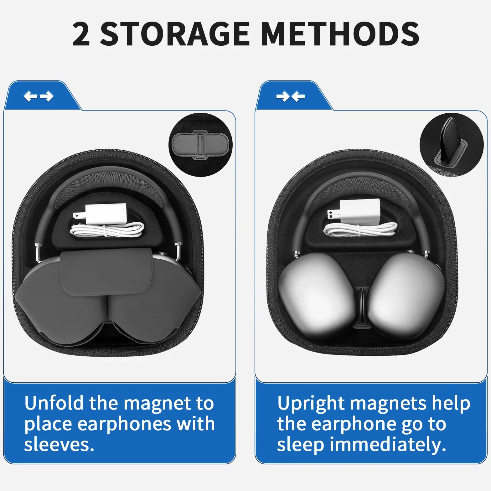 Yinke dla słuchawek Apple AirPods Max obsługuje tryb uśpienia, przenośny futerał i twarde etui -Hardshell Eva etui podróżne (tylko etui)
