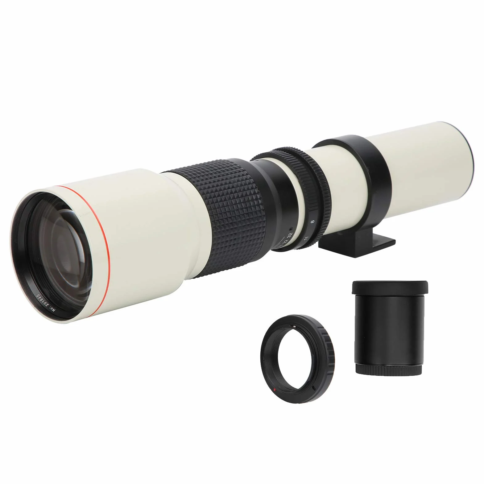 Teleobiektyw 500 mm F8‑F32 z ręcznym ustawianiem ostrości z 2-krotnym telekonwerterem do montażu Olympus OM (biały)