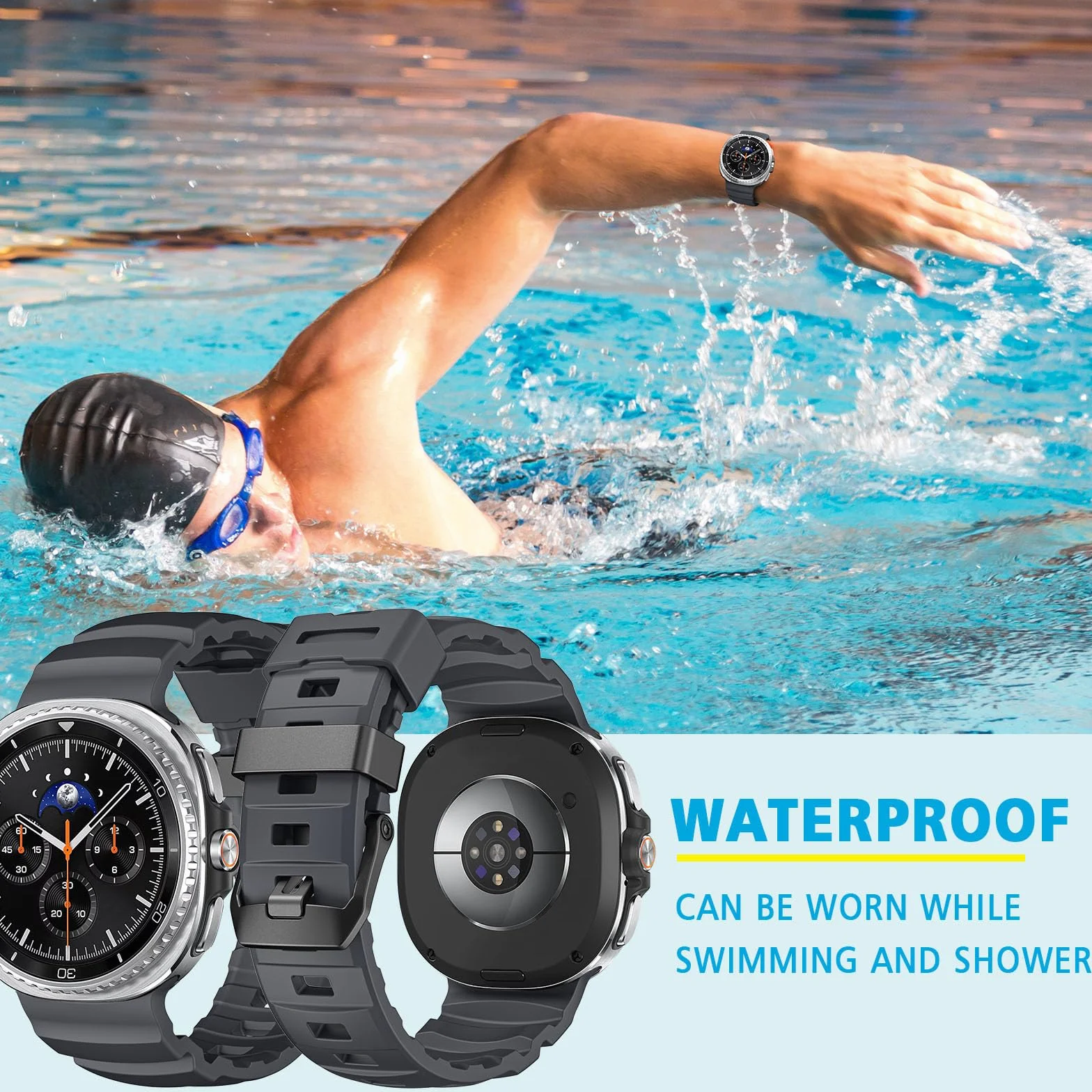 HITZEE Paski sportowe kompatybilne z zegarkiem Samsung Galaxy Watch dla mężczyzn, wodoodporny silikonowy pasek sportowy kompatybilny z Galaxy Watch