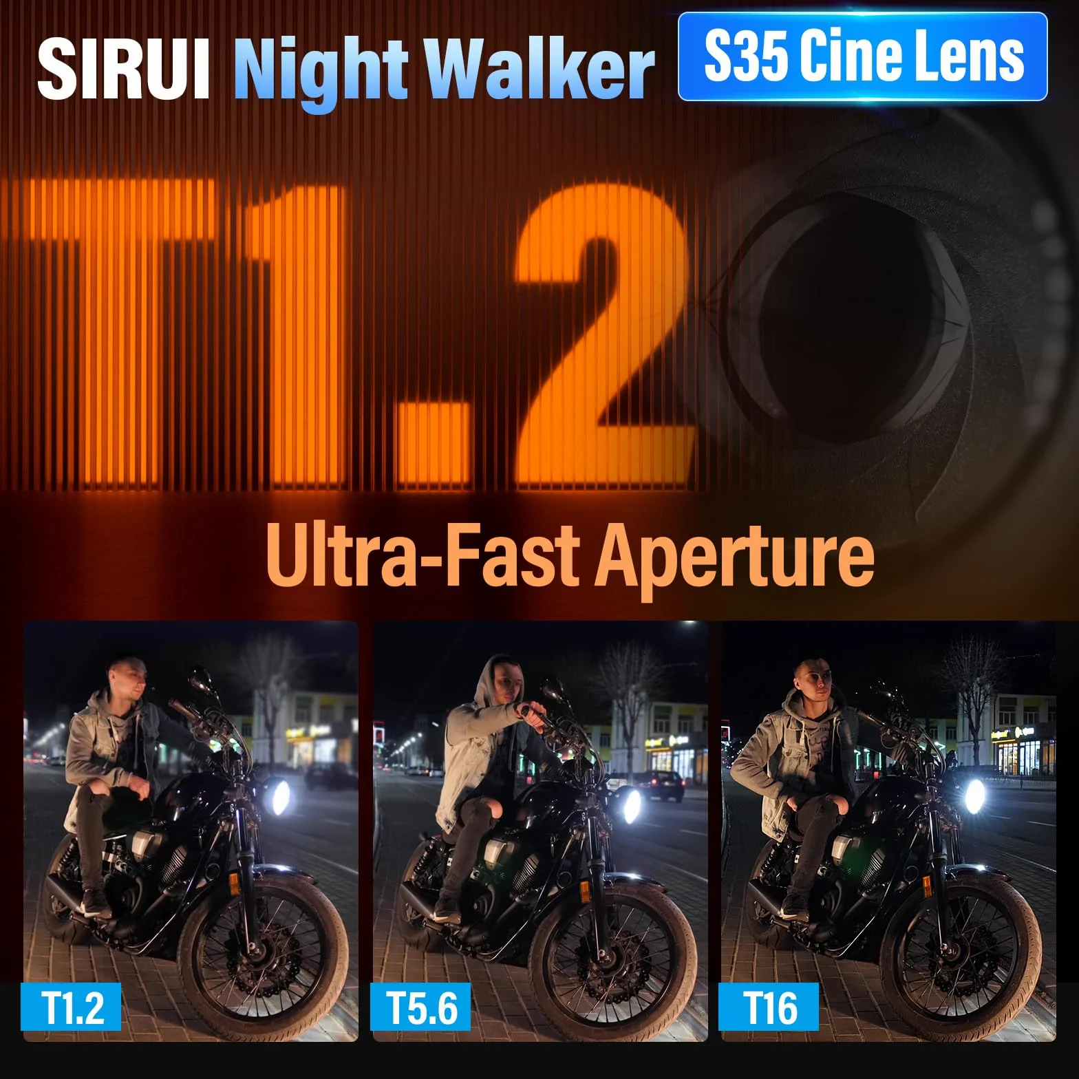 Zestaw obiektywów Sirui Night Walker z ręcznym ustawianiem ostrości, 16mm, 24mm, 35mm, 55mm, 75mm, T1.2 z dużą przysłoną, S35, obiektywy prime do kamer z mocowaniem RF, dla RED Komodo, R7, R10, C70