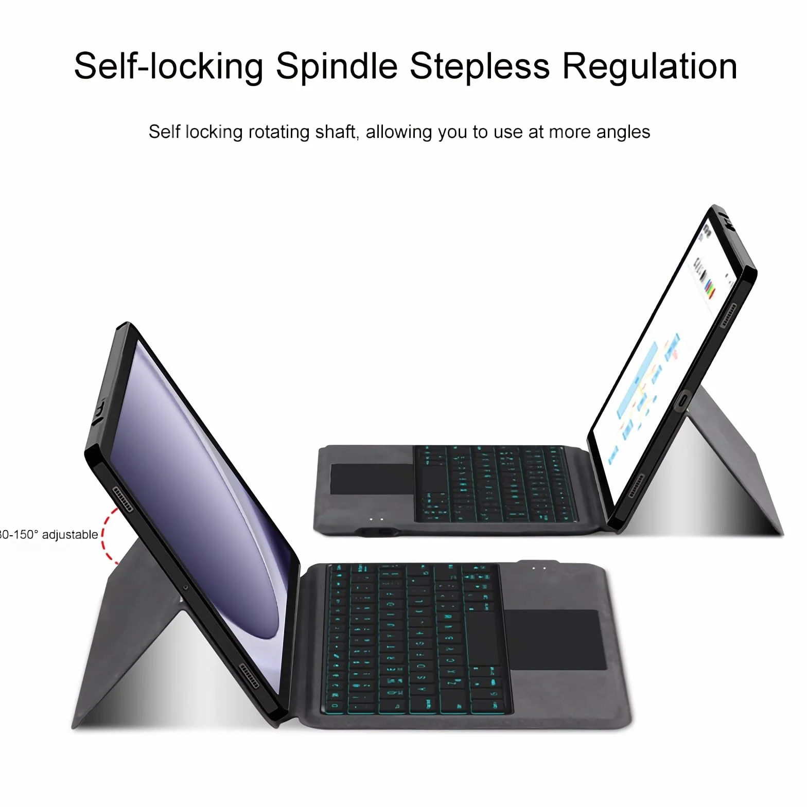 Etui z klawiaturą do Redmi Pad Pro 12.1", Odłączana Podświetlenie Klawiatura Bezprzewodowa z Uchwytem Na Ołówek, Cienka Obudowa Folio z Myszą Bluetooth