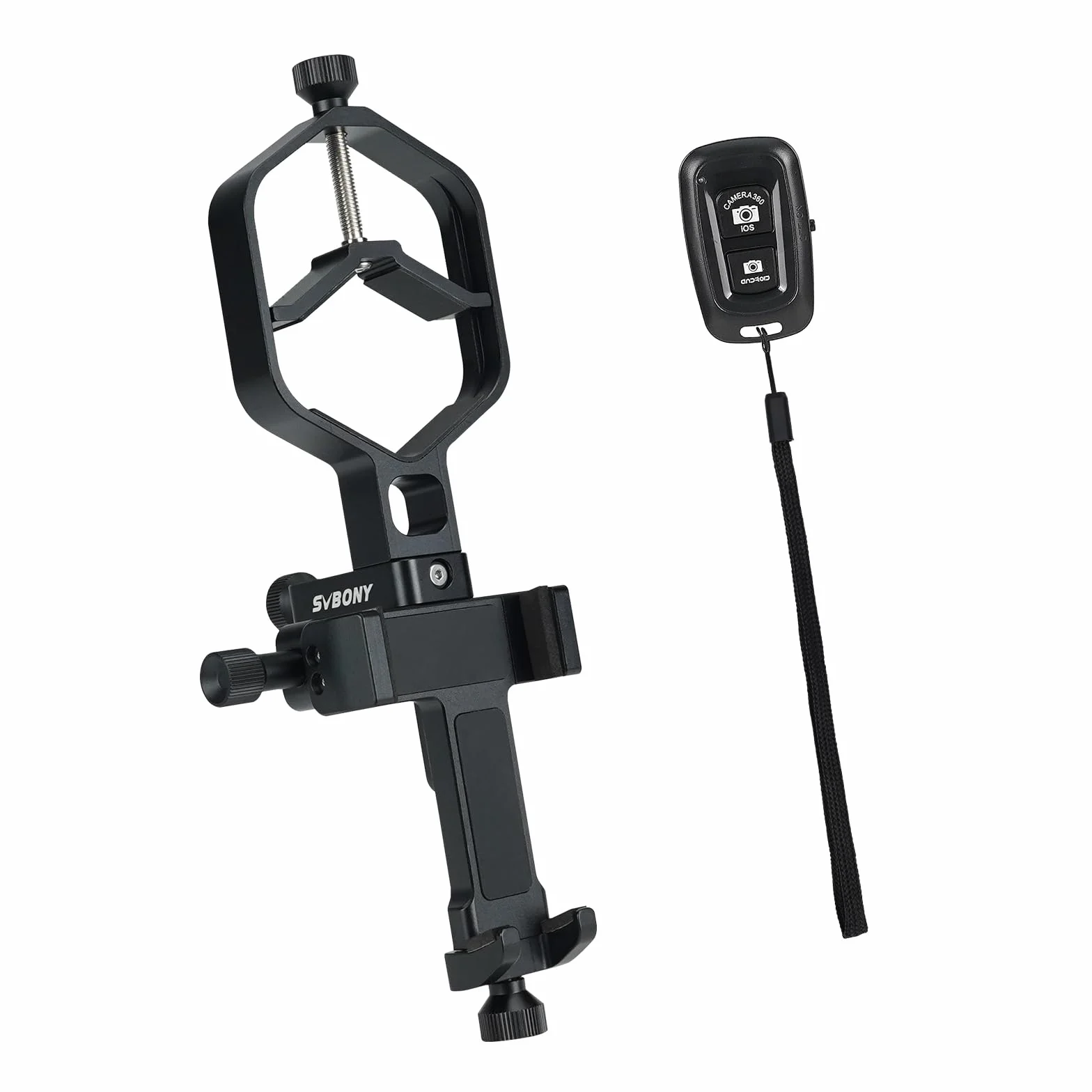 Svbony SV214Pro Uchwyt Adaptera do Smartfona, Adapter do Digiscopingu, 3-Osiowy Uniwersalny Adapter do Telefonu, Akcesoria Metalowe Kompatybilny z Lornetką Monokular Luneta (44-64mm)