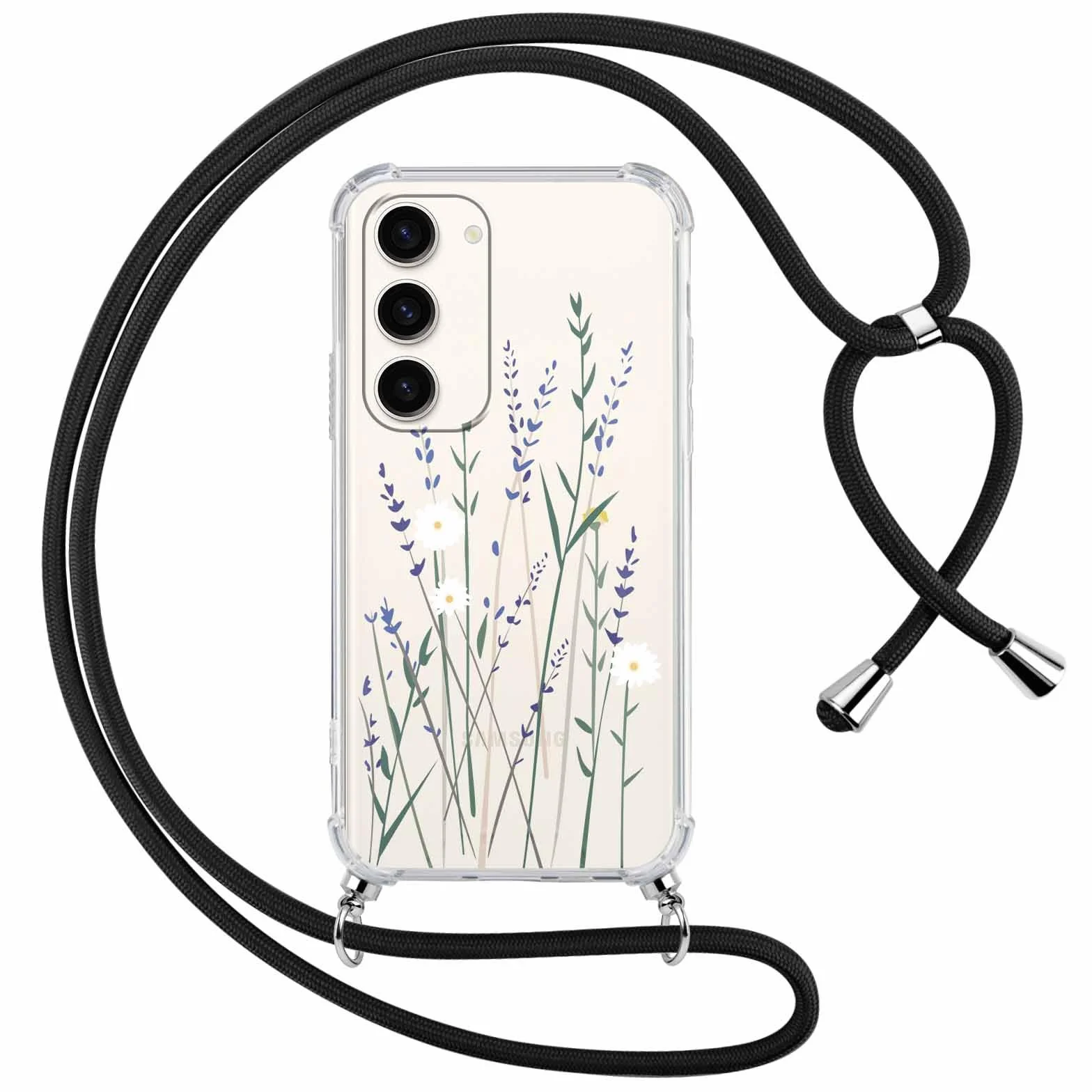 Yoedge Pasek na telefon, etui dla Samsung Galaxy S23 5G 6,1", etui z paskiem, miękki silikon TPU + PC, odporne na uderzenia, etui ochronne ze sznurkiem do zawieszenia, przezroczyste etui z estetycznym