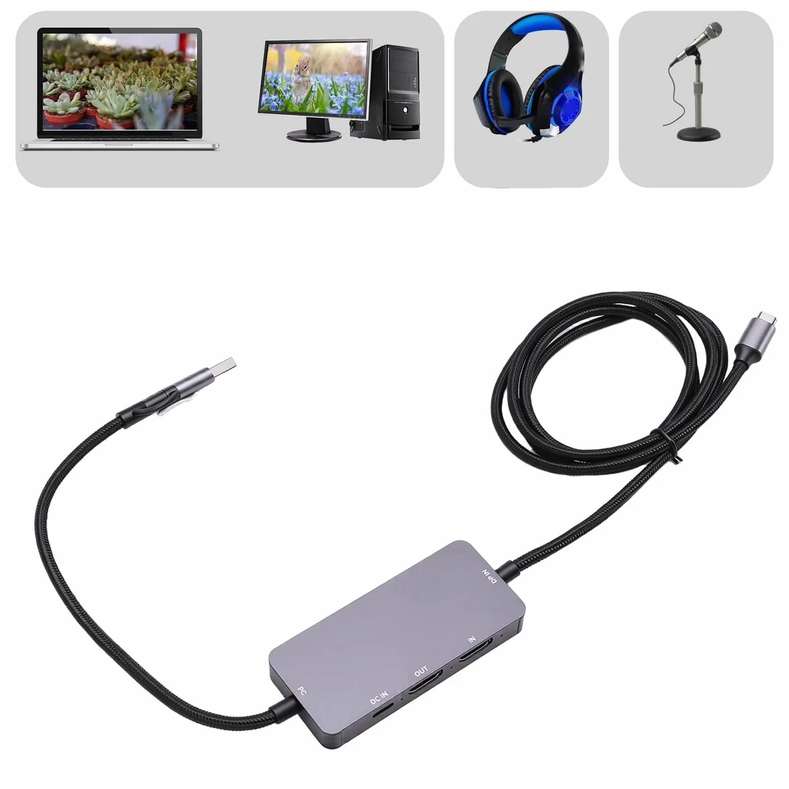 Karta Przechwytywania Wideo Wejście Wyjściowe 4K 60 Hz USB 3.2 Gen 1 Adapter na USB, Nagrywanie 1080p60 do Przesyłania Strumieniowego, Gier i Wideokonferencji, Typ C, 100 W PD, Małe
