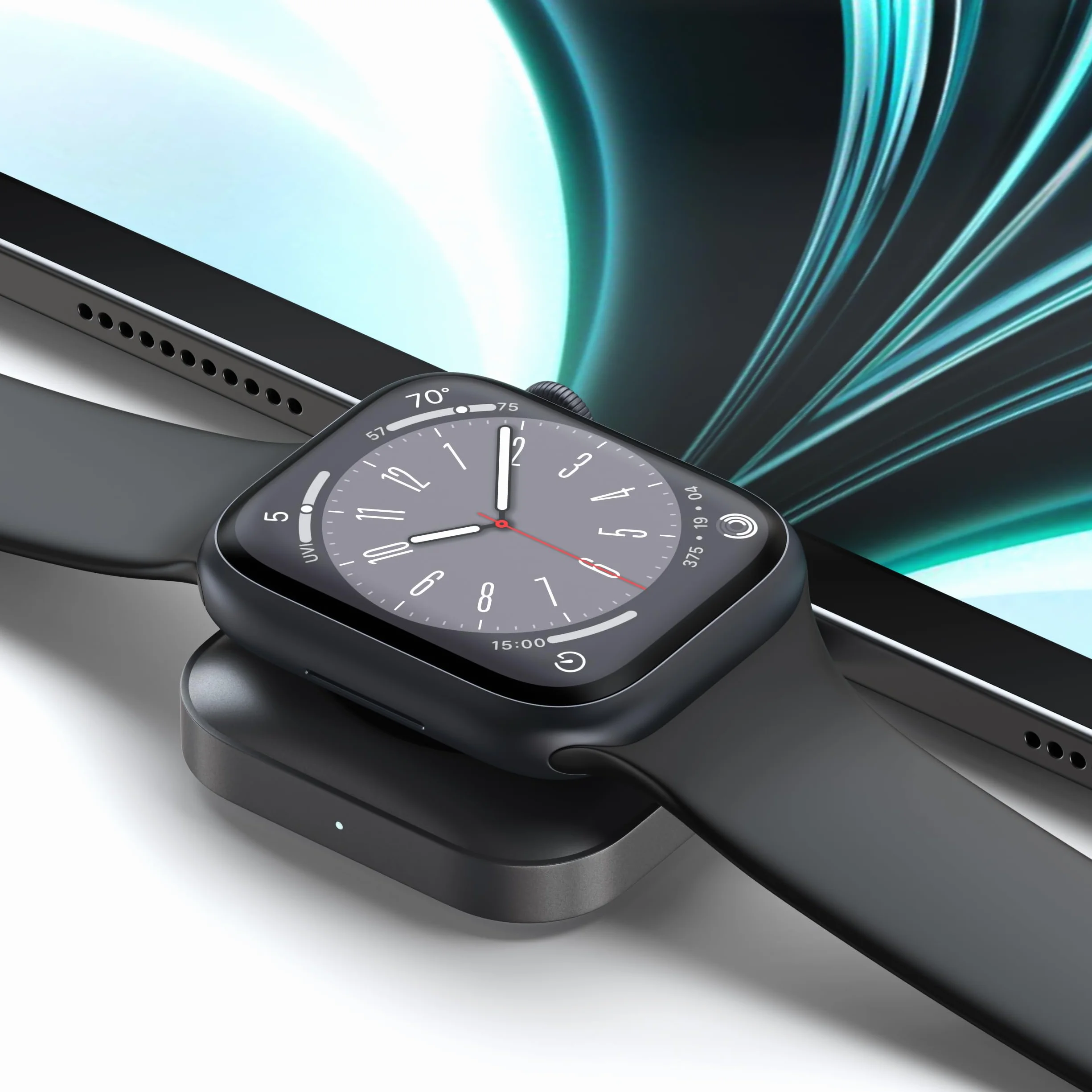 SATECHI przenośna ładowarka USB-C do Apple Watch, 5 W | Aluminiowa obudowa, certyfikat MFi, do Apple Watch Series 1–11, Ultra 1–3, SE 1–3 oraz AirPods