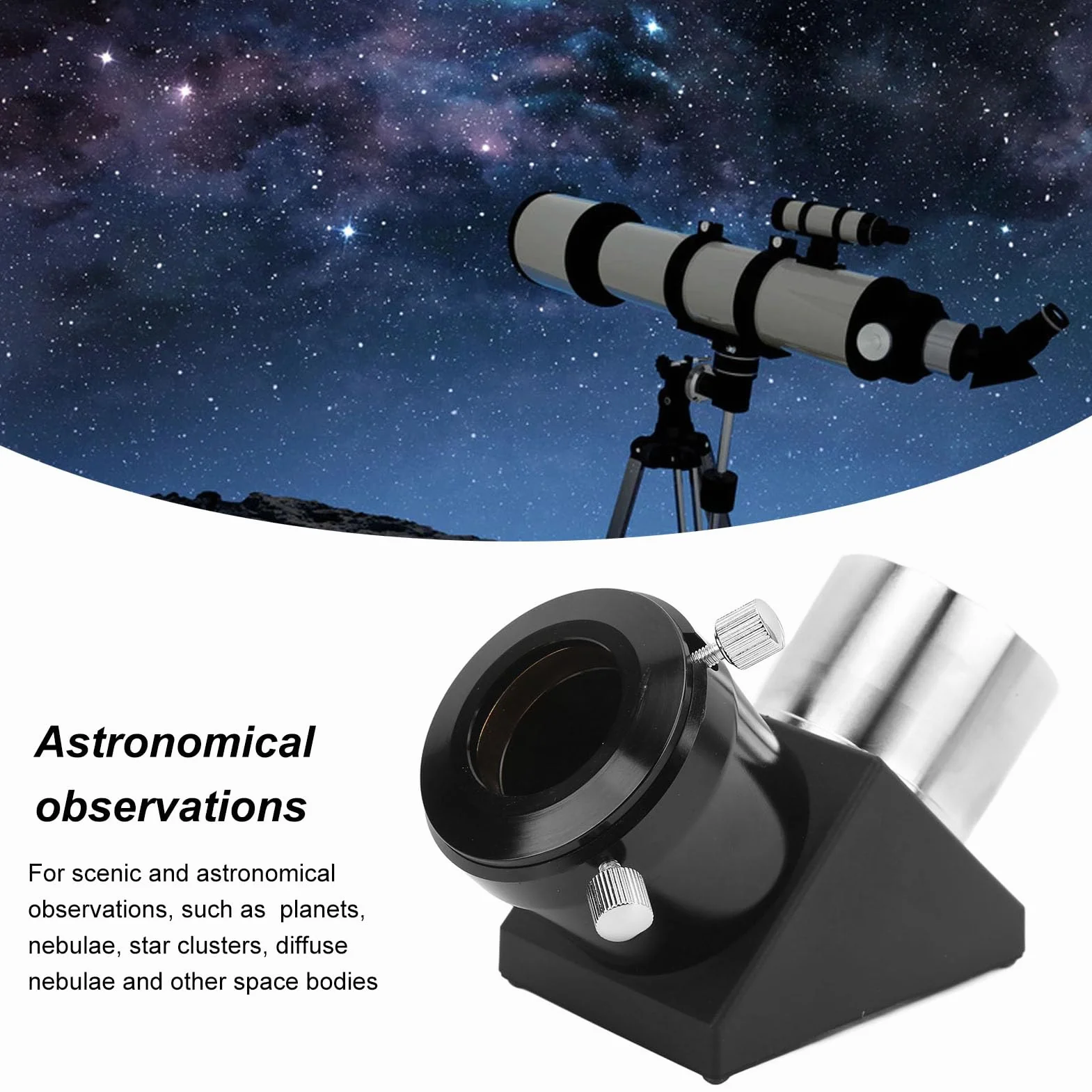 2-calowy Pryzmat Lustrzany Ukośny o Kącie 90 Stopni do Teleskopu Astronomicznego, Adapter z powłoką dielektryczną z redukcją 1,25 Cala i Gwintami Filtra