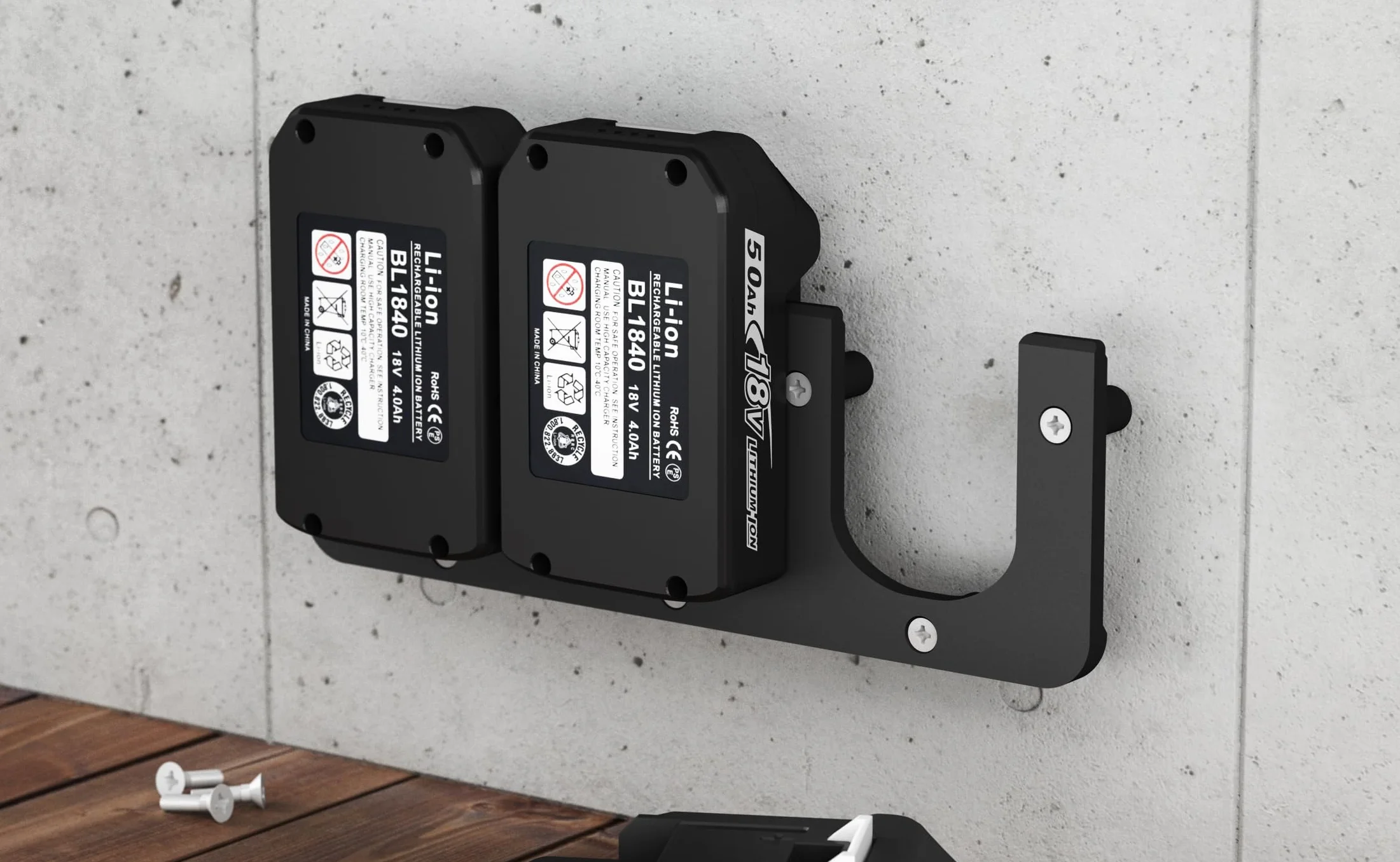 NewGround Designs Uchwyt ścienny na akumulator do Makita 18 V - 14,4 V - uchwyt na akumulator (3 baterie)