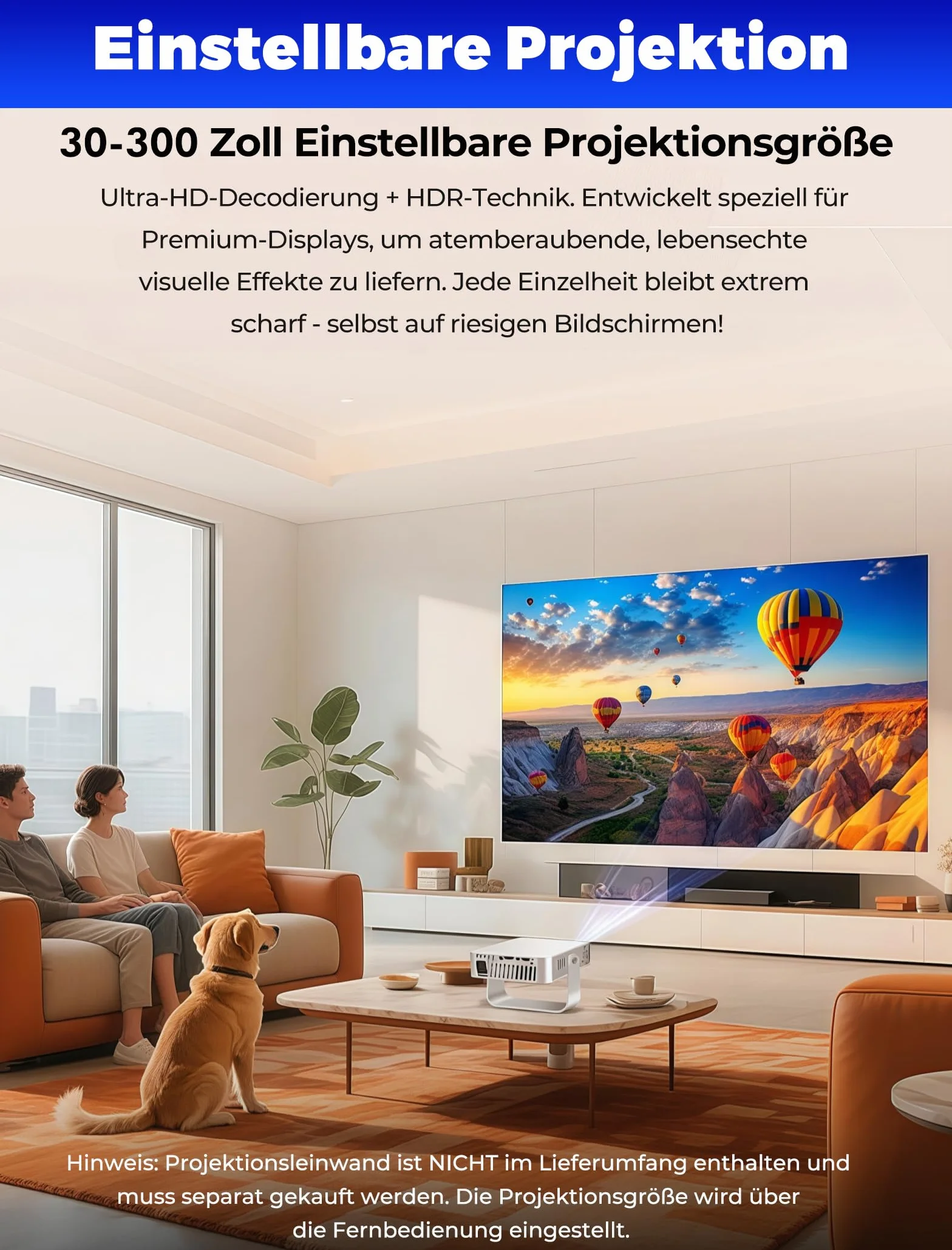 Mini projektor z WiFi 6 i Bluetooth 5.4, przenośny projektor z obsługą 4K/1080P, projektor wideo z pilotem zdalnego sterowania, inteligentny projektor kompatybilny ze smartfonami/TV Stick/HDMI/USB