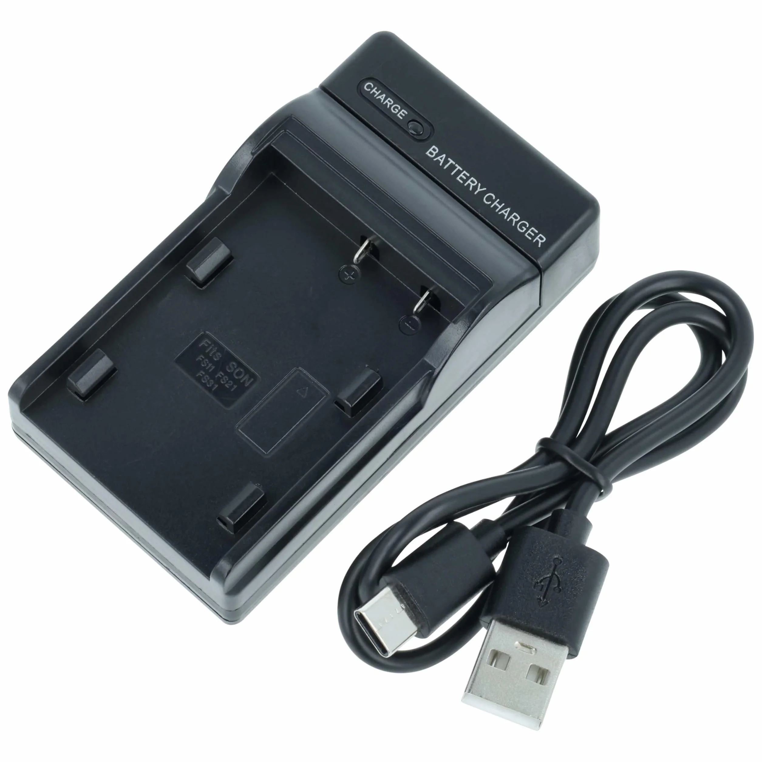vhbw Ładowarka USB-C kompatybilna z Sony NP-FS11, NP-FS30, NP-FS22, NP-FS21, NP-FS20 do kamery - ładowarka + kabel USB-C wskaźnik ładowania
