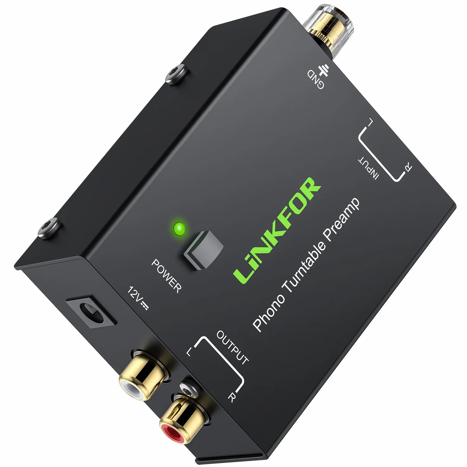 LiNKFOR Przedwzmacniacz do gramofonu Phono PP900, ultrakompaktowy przedwzmacniacz gramofonowy z wejściem cinch, wyjściem cinch i cichą pracą, łącznie z zasilaczem sieciowym