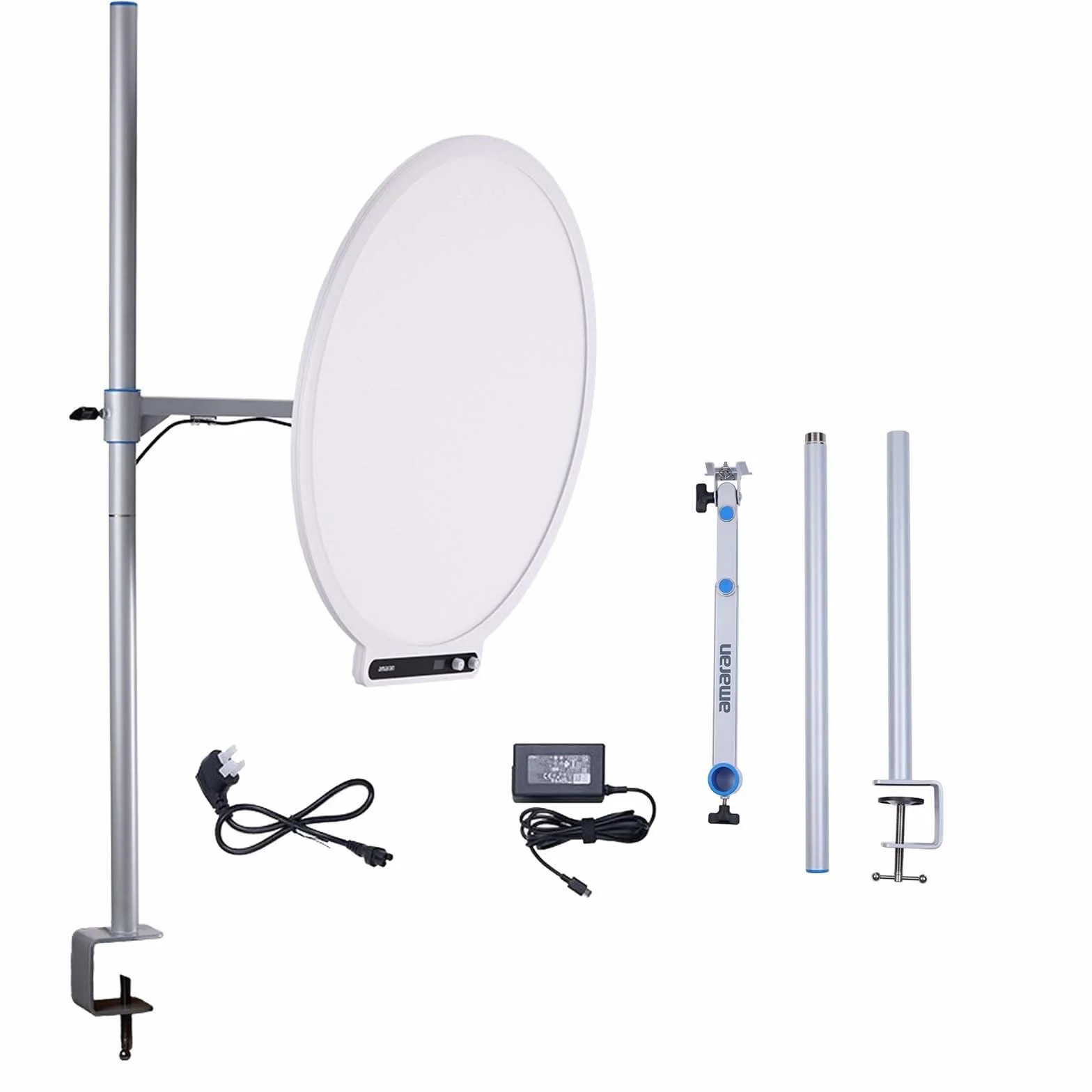 Amaran Verge Max Kit 22" światło na klucze ze stojakiem / regulowanym ramieniem do strumieniowego przesyłania, 60 W, dwukolorowe, 2700-6500 K, pierścień świetlny na biurko do nagrywania wideo, gier