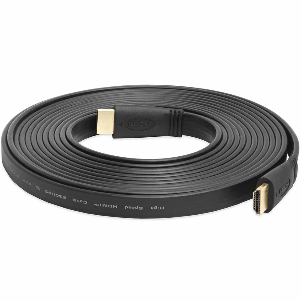 Cmple Płaski kabel HDMI – kabel HDMI o wysokiej prędkości z 4K, Ultra HD, 3D, 2160p, HDCP i zwrotnym dźwiękiem, kompatybilny z 3,5 m, czarny