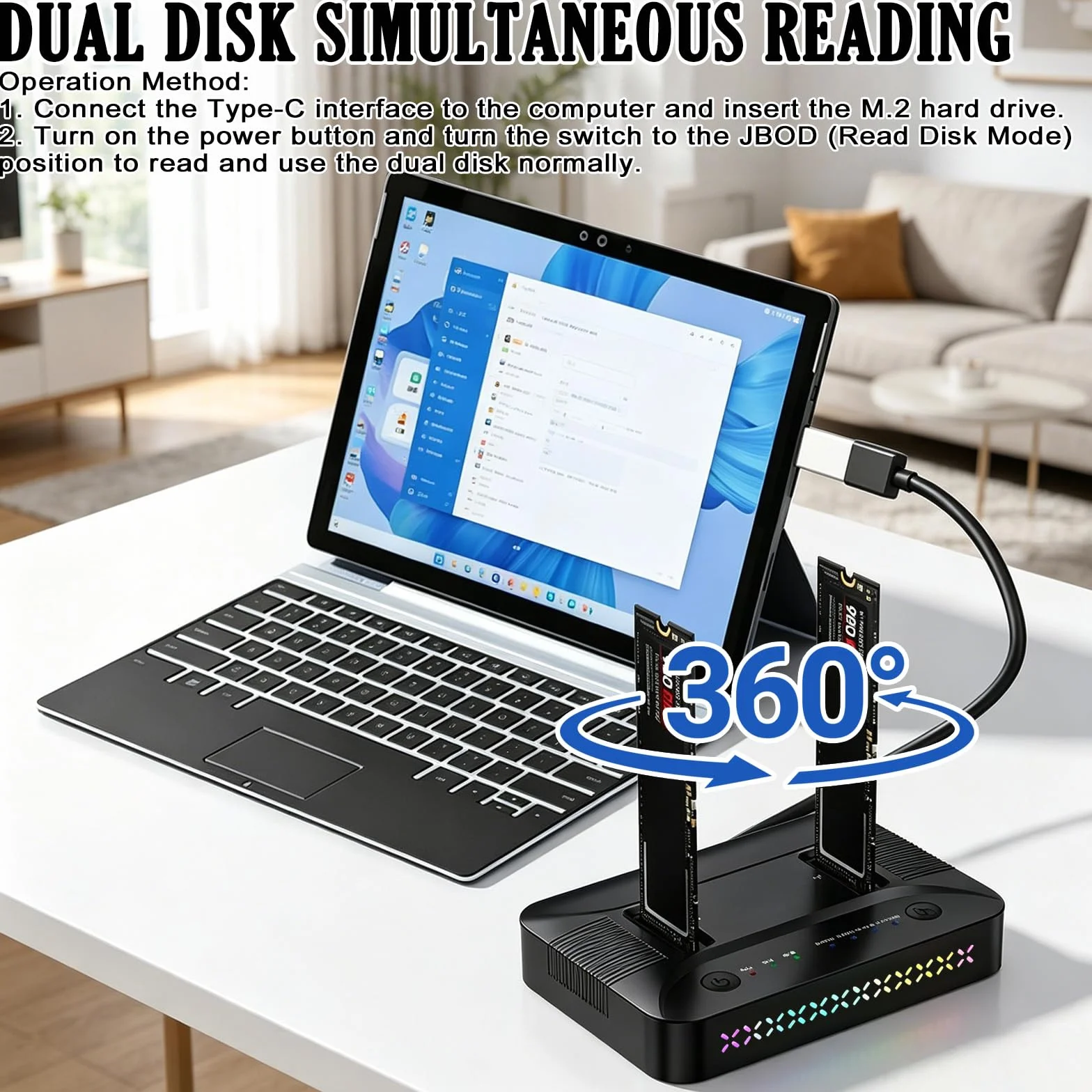 M.2 NVMe SATA SSD Clone Dock, USB 3.2 Gen 2 x 2 20 Gbps Dual Bay M2 NVMe SSD obudowa Docking Station Reader Duplicator z klonowaniem offline dyski twarde, stacja dokująca Clone Station do 2230/2242
