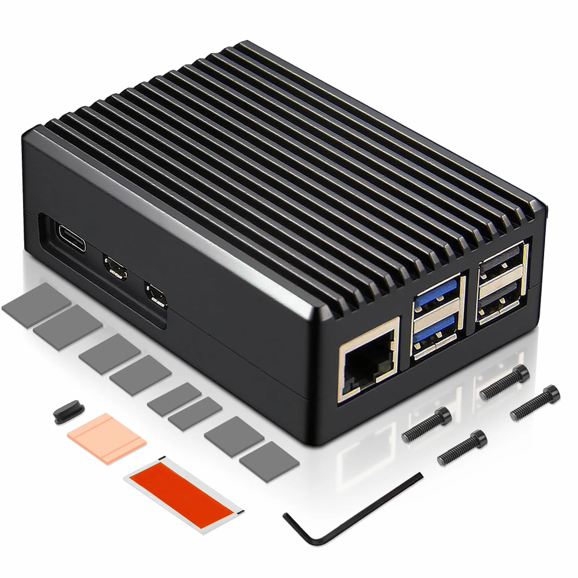 Geekworm Obudowa Raspberry Pi 5, Heavy Duty Aluminum Passive Cooling Case for Raspberry Pi 5 8 GB / 4 GB (P573)