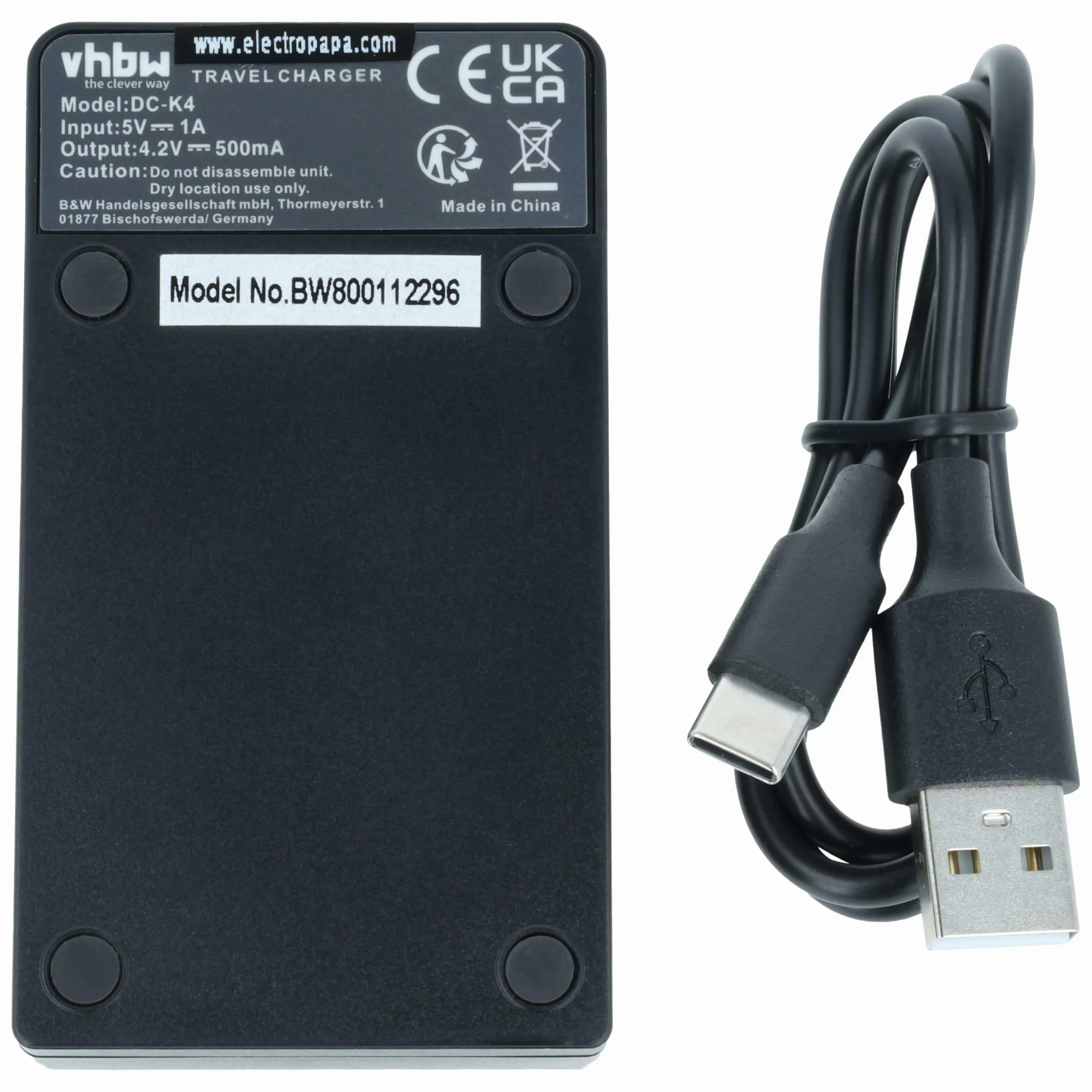 vhbw Ładowarka USB kompatybilna z Panasonic Lumix DMC-FS35, DMC-FS37, DMC-FS40 kamera / akumulator - stacja ładowania, wskaźnik ładowania, 4,2 V