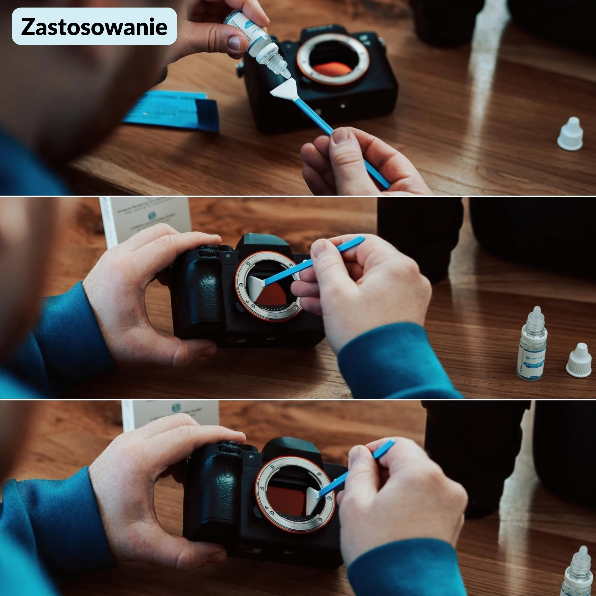 LENS-AID zestaw czyszczenia matrycy full frame 24 mm swaby | 12 swabów, płyn 10 ml, kompatybilny z Canon Sony Nikon Panasonic full frame